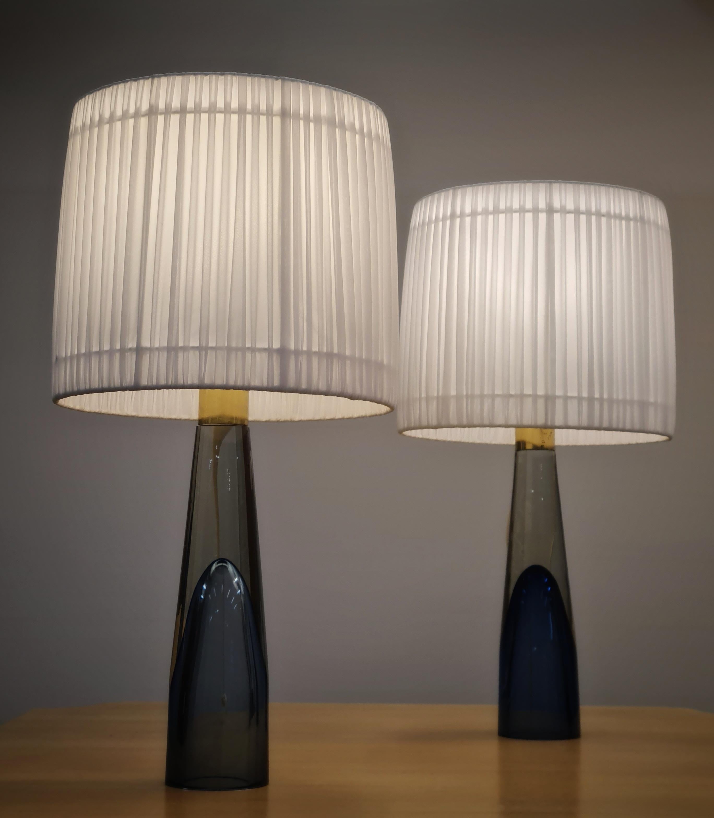 Finnish Lisa Johansson-Papé Art Glass Table Lamps, 1950s, Orno