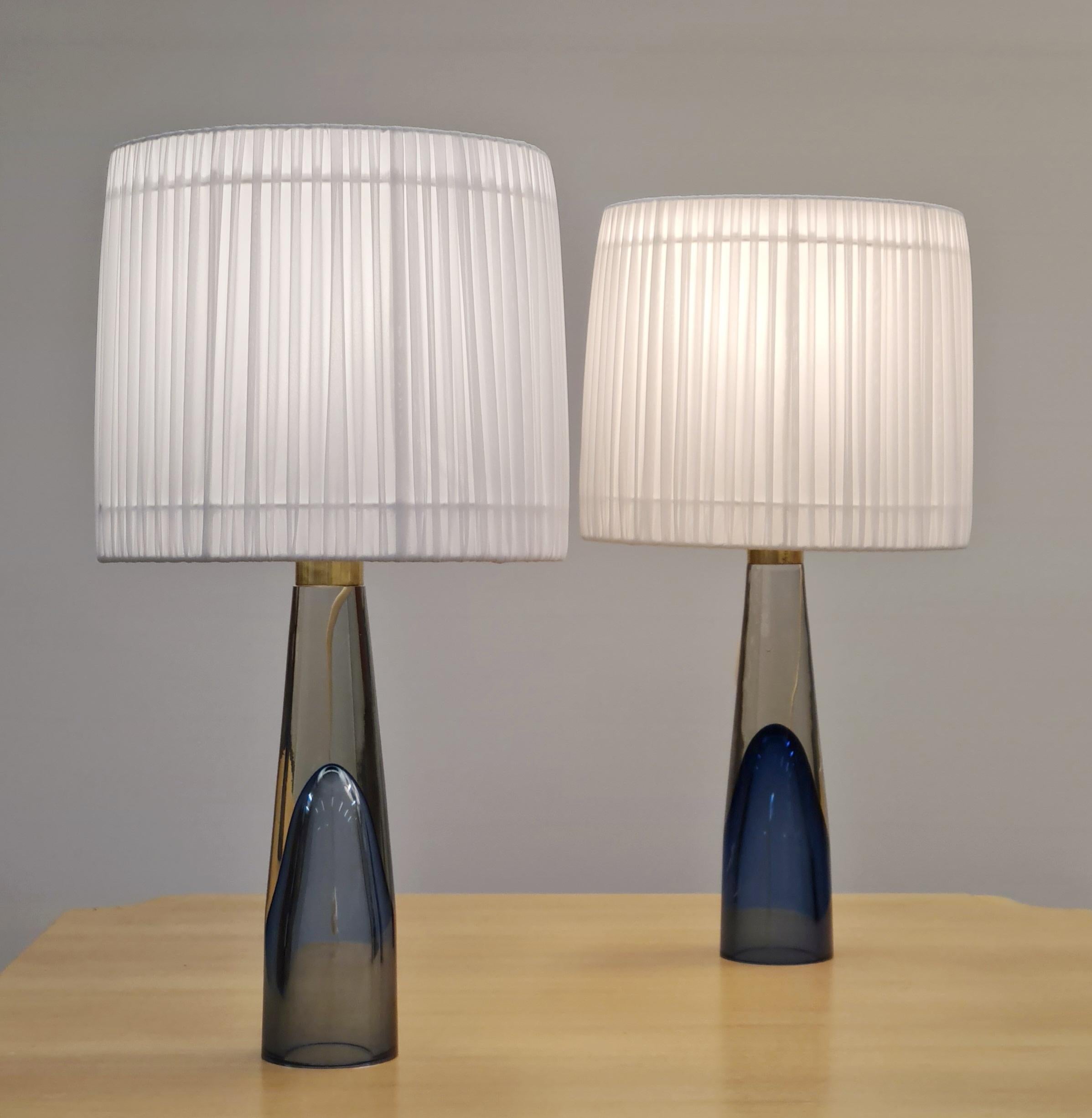Lisa Johansson-Papé Art Glass Table Lamps, 1950s, Orno In Good Condition In Helsinki, FI