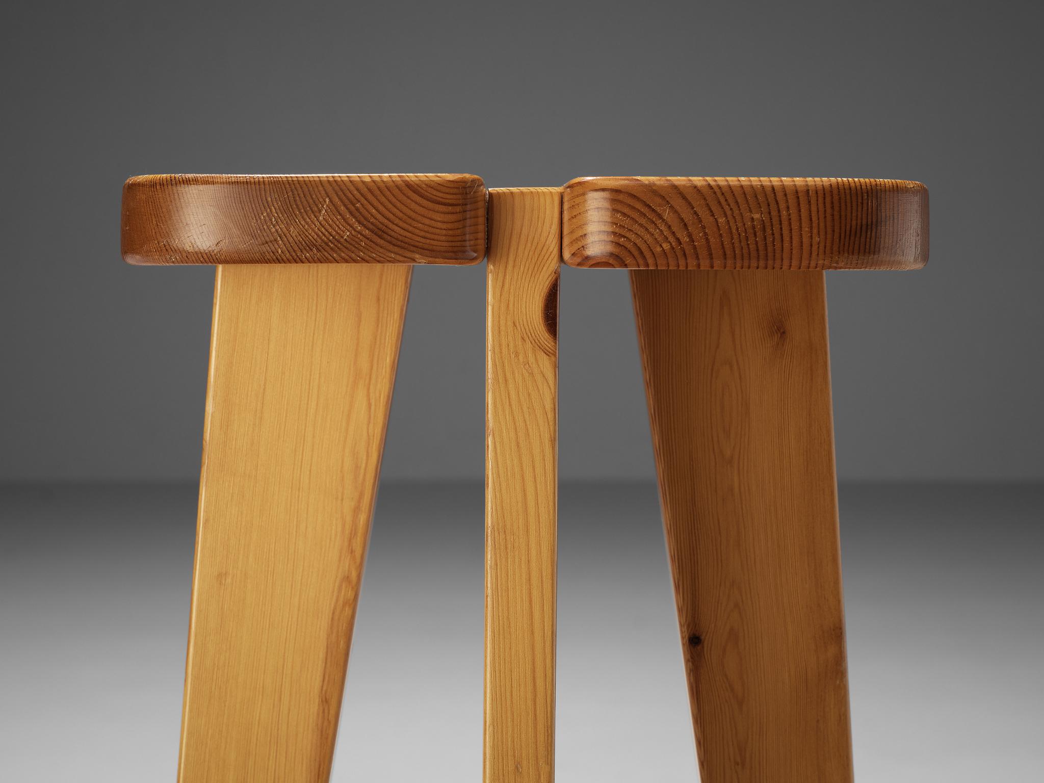 Lisa Johansson-Pape Bar Stools in Solid Pine In Good Condition In Waalwijk, NL