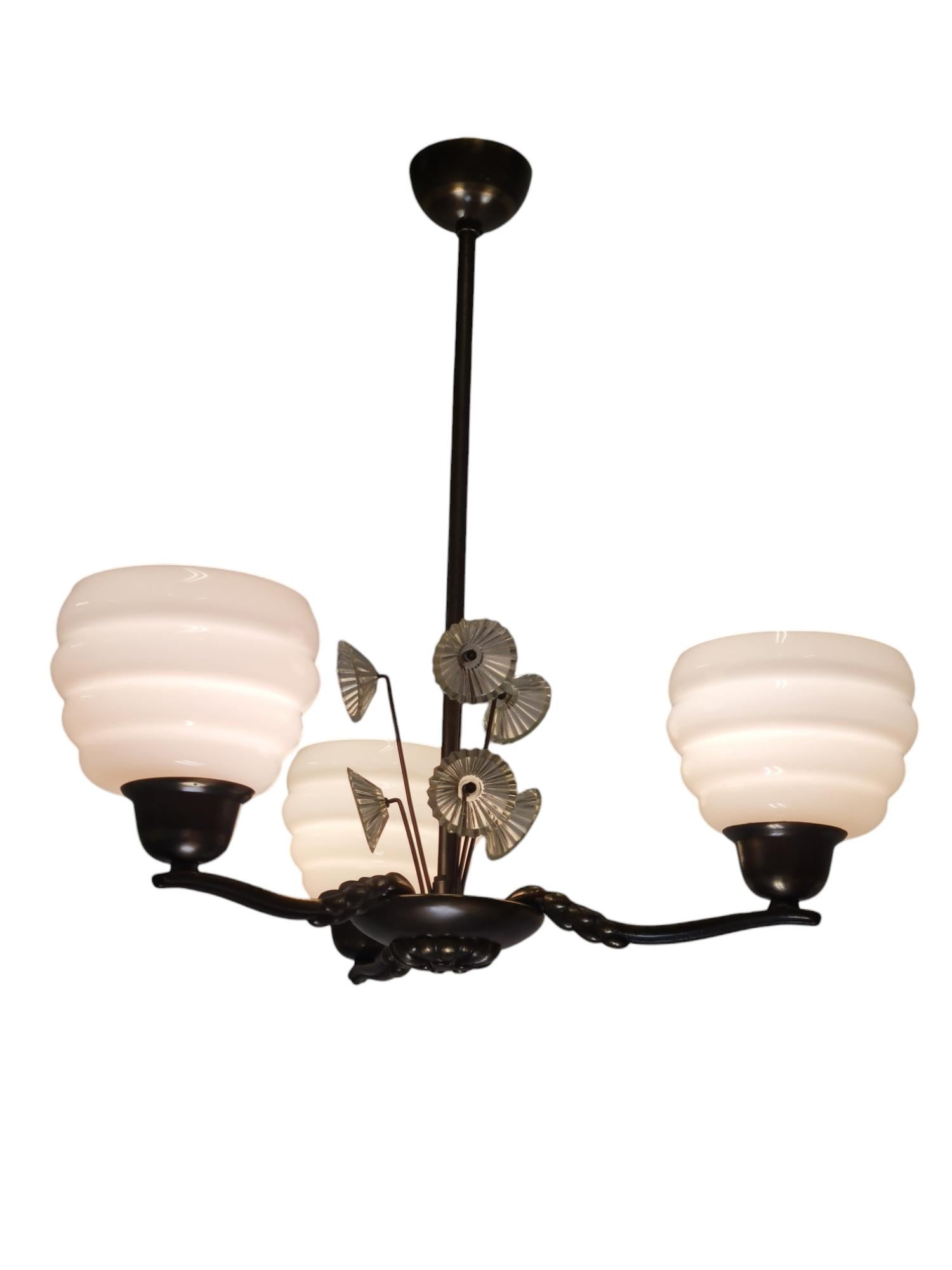 Lisa-Johansson Pape Beehive and Flowers Ceiling Lamp, Orno / Karhula 1940s 11