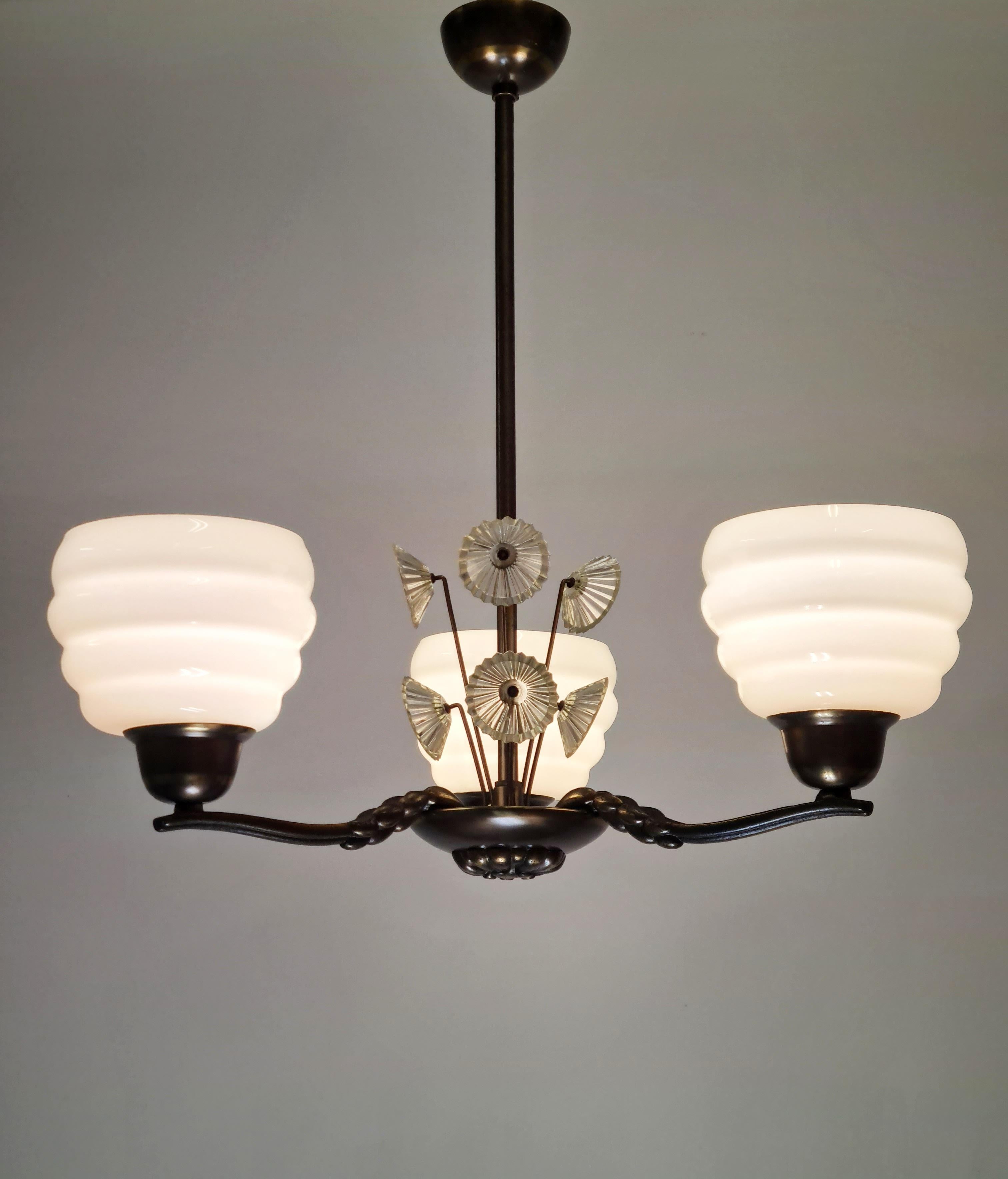 Mid-Century Modern Lisa-Johansson Pape Beehive and Flowers Ceiling Lamp, Orno / Karhula 1940s