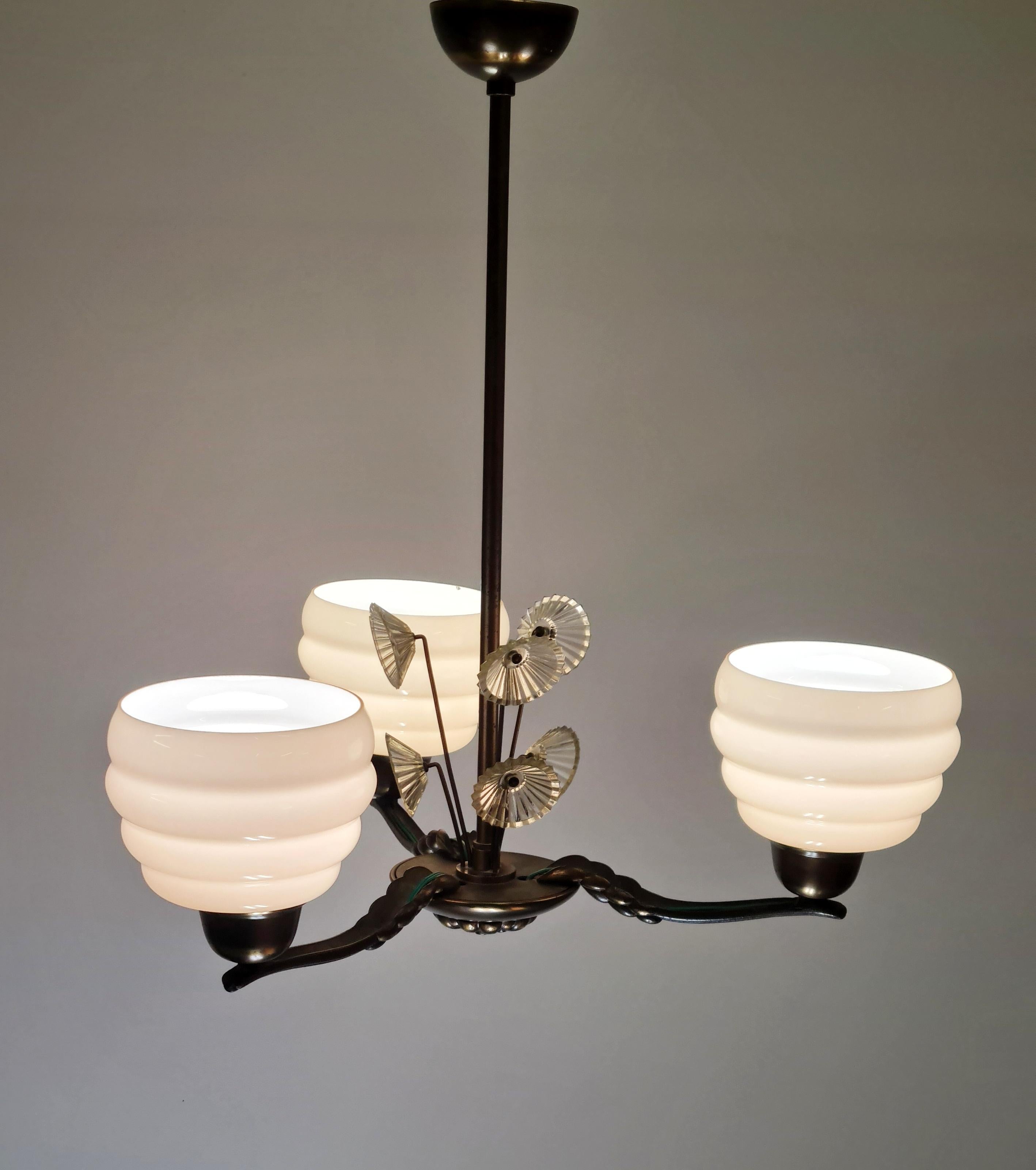 Finnish Lisa-Johansson Pape Beehive and Flowers Ceiling Lamp, Orno / Karhula 1940s