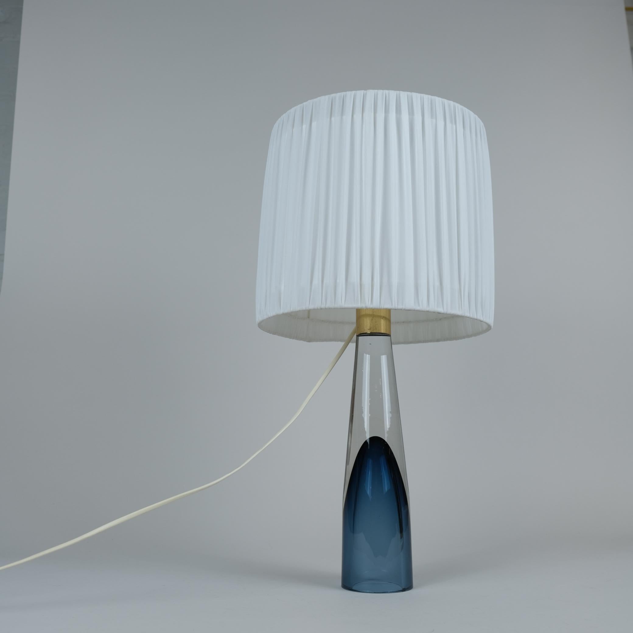 Scandinavian Modern Lisa Johansson-Pape Blue Art Glass Table Lamp 