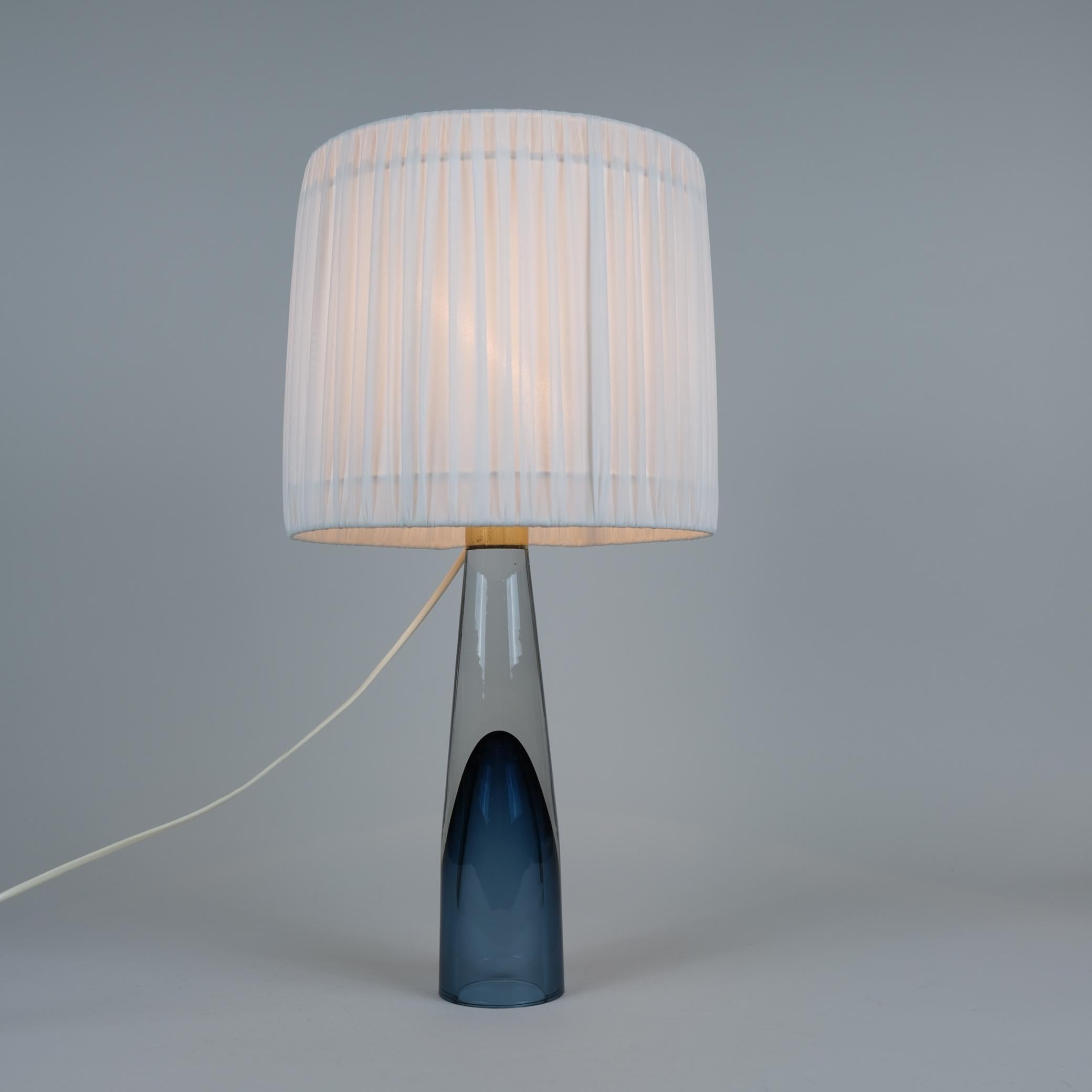 Finnish Lisa Johansson-Pape Blue Art Glass Table Lamp 