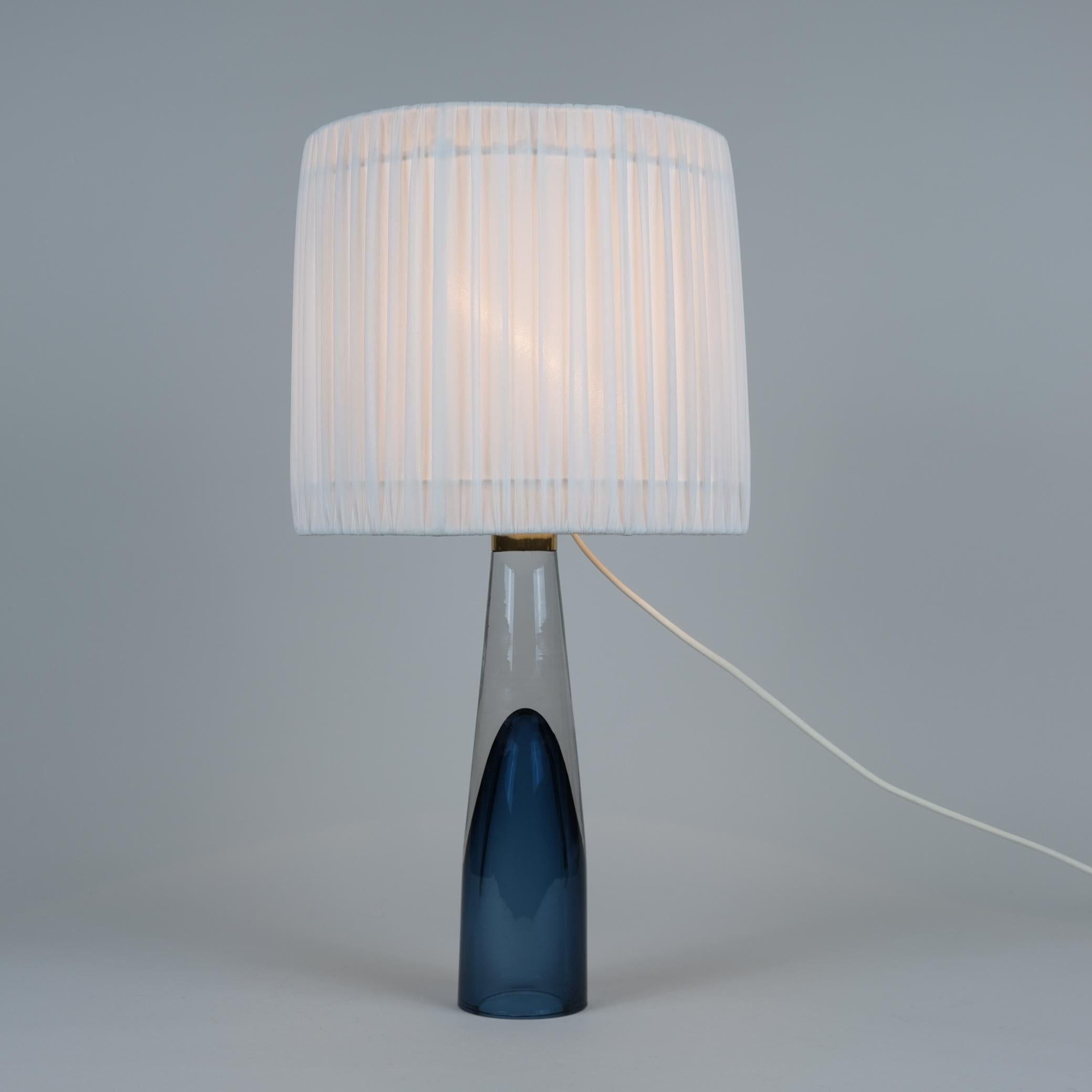 Finnish Lisa Johansson-Pape Blue Art Glass Table Lamp 
