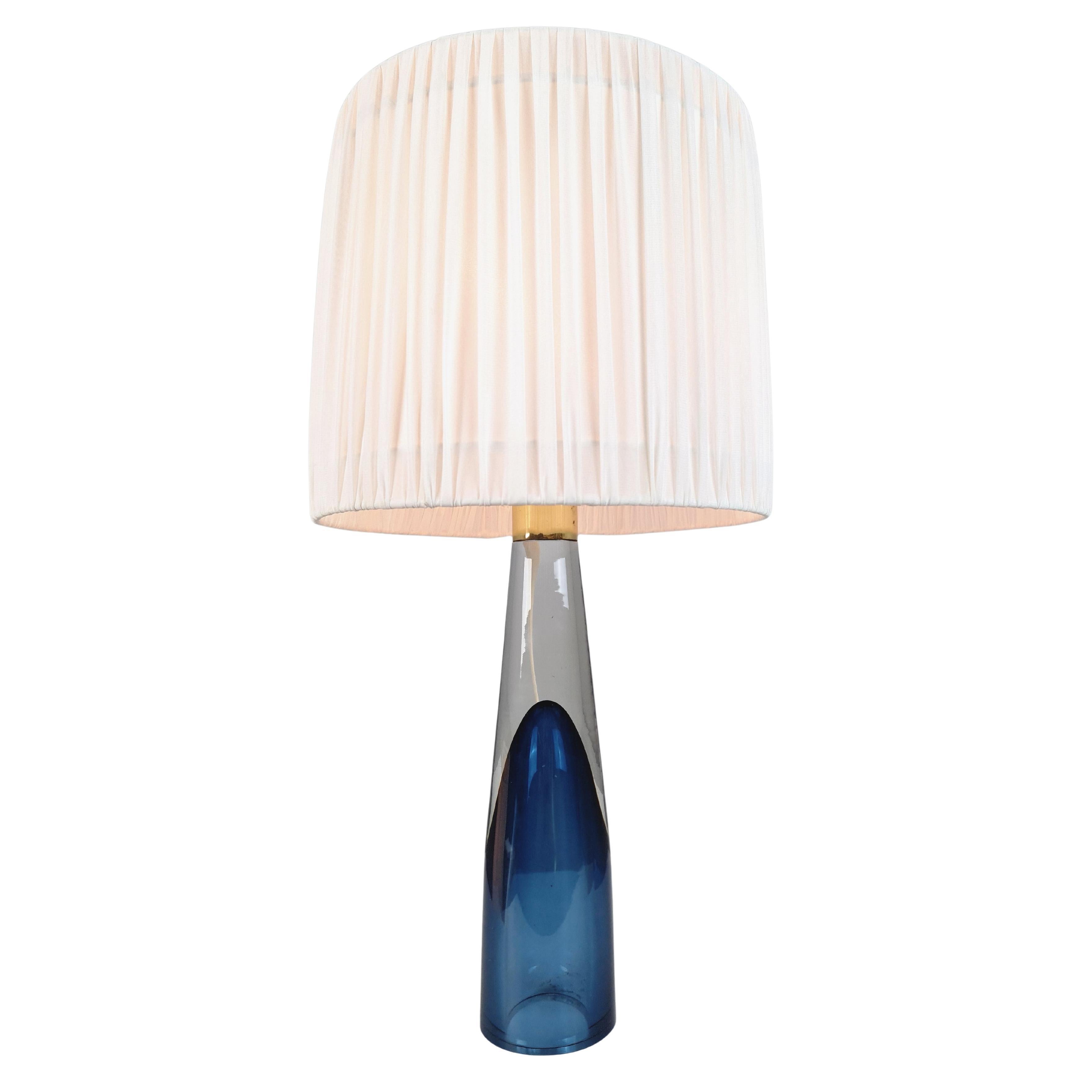 Lisa Johansson-Pape Lámpara de mesa de vidrio artístico azul "Missis", Orno & Ittala Años 50
