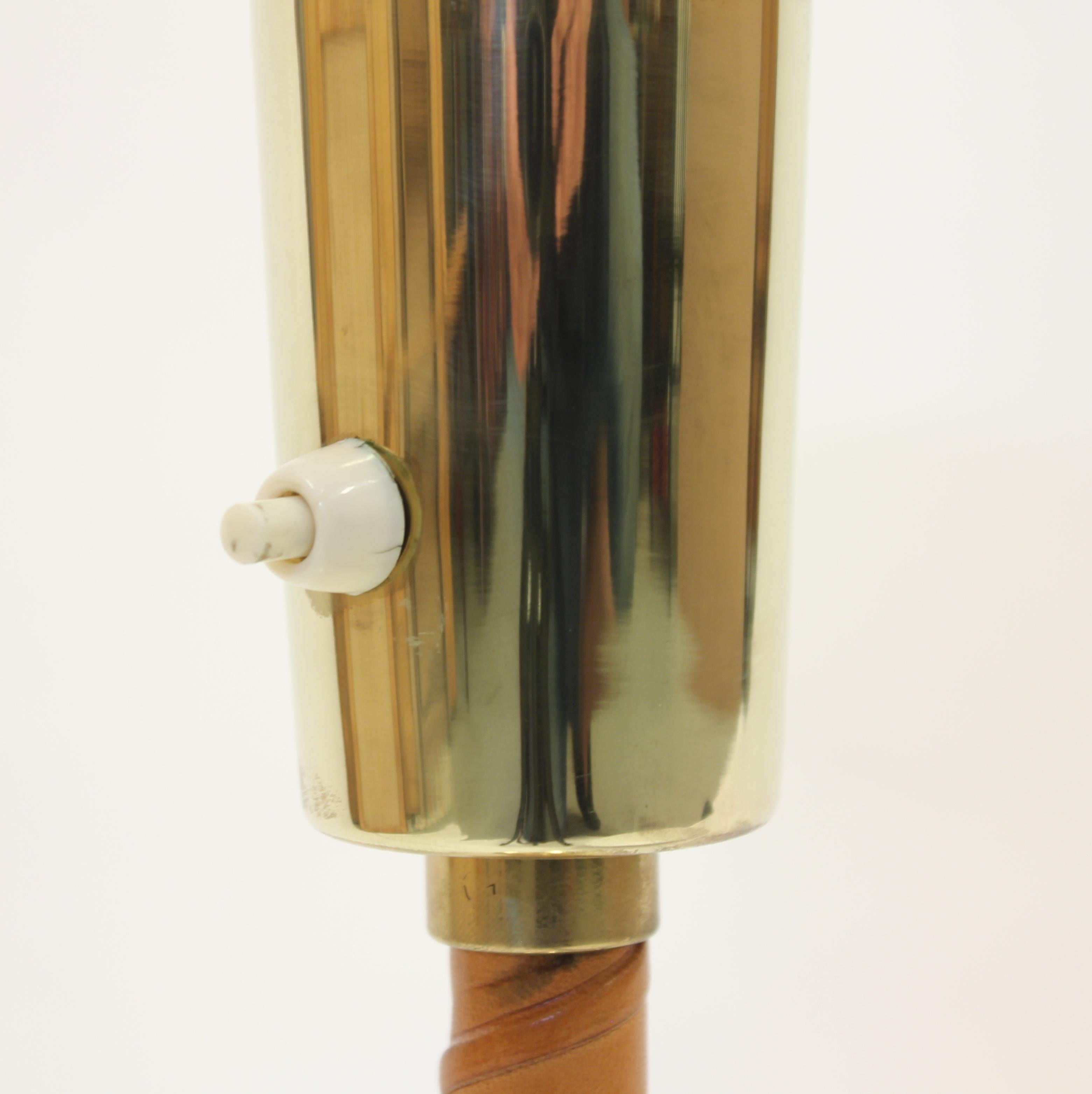 Lisa Johansson-Pape, Brass and Leather Senator Table Lamp for Orno, 1950s 4