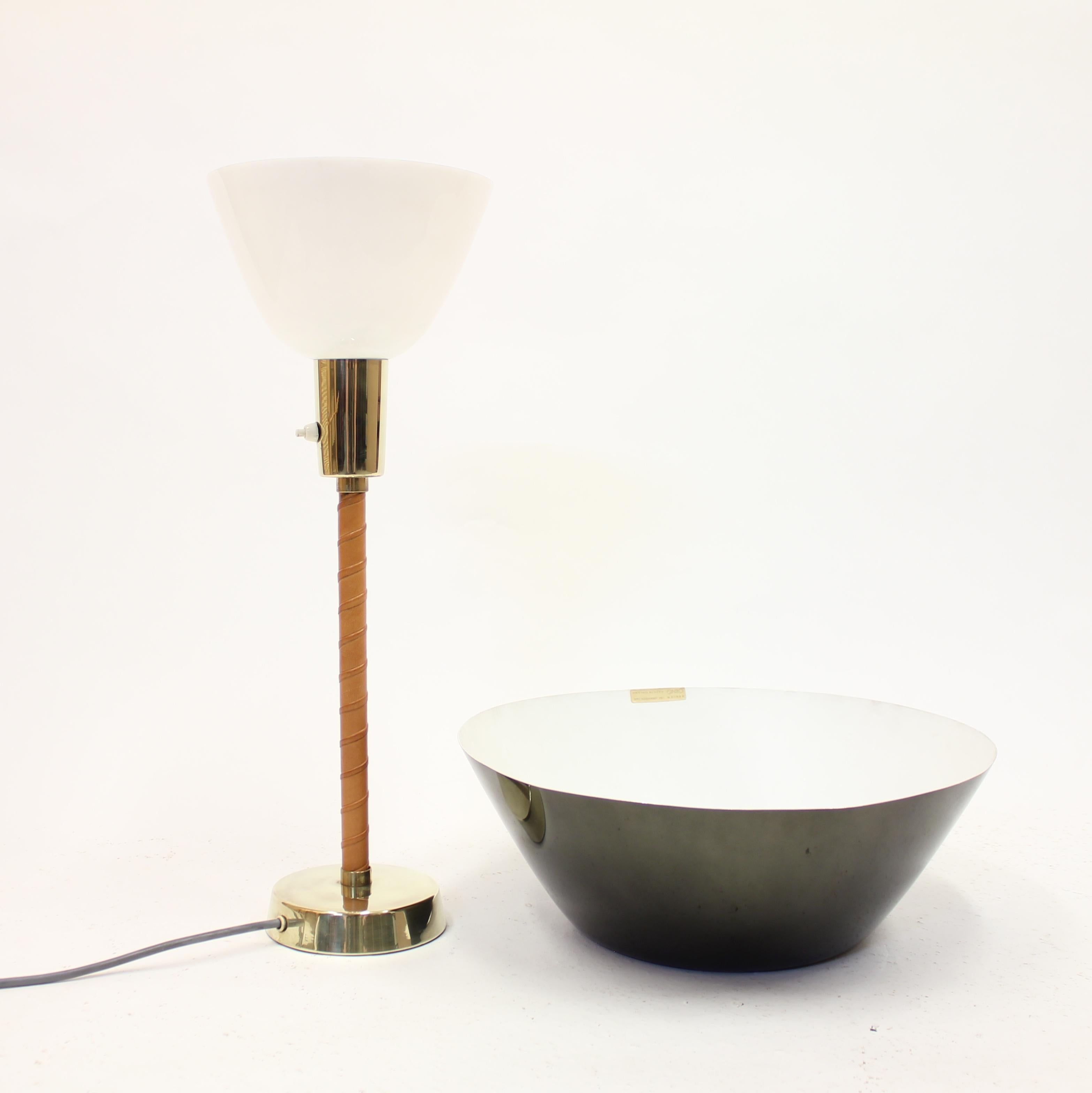 Lisa Johansson-Pape, Brass and Leather Senator Table Lamp for Orno, 1950s 2
