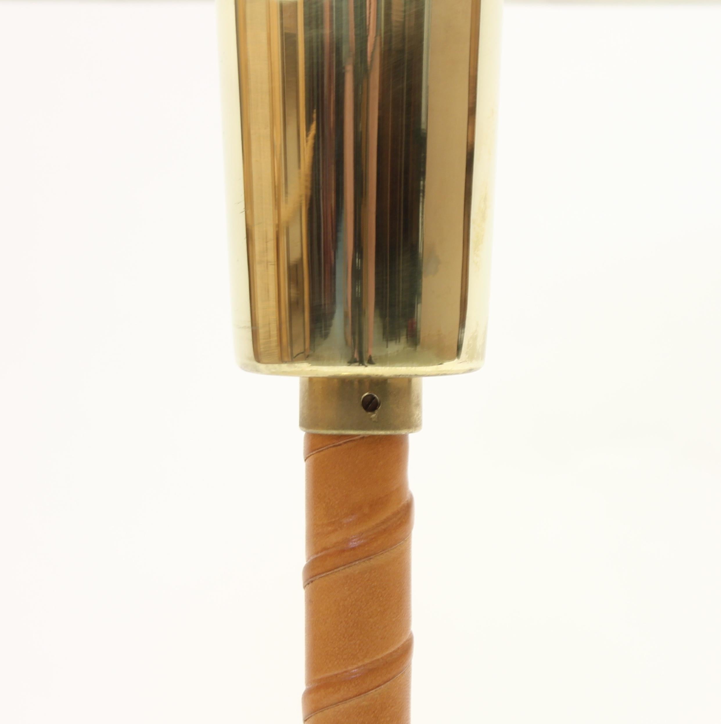 Lisa Johansson-Pape, Brass and Leather Senator Table Lamp for Orno, 1950s 3