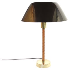 Lisa Johansson-Pape, Brass and Leather Senator Table Lamp for Orno, 1950s
