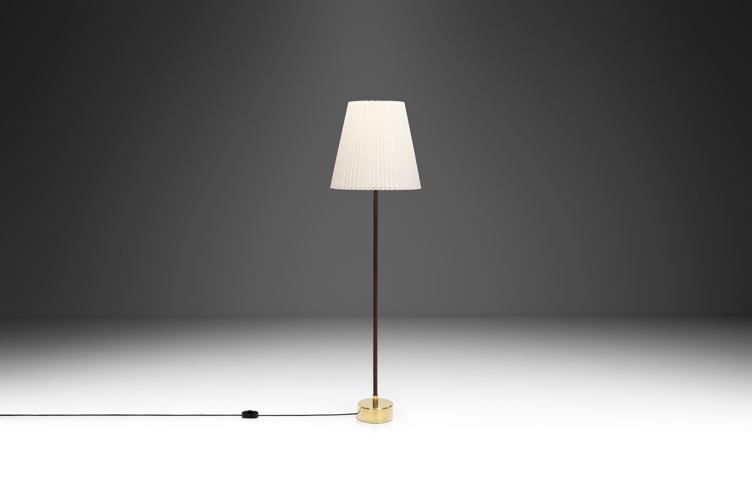 Mid-Century Modern Lisa Johansson-Pape Brass Floor Lamp for Stockmann Orno, Finland 1950s For Sale