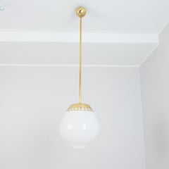 Lisa Johansson-Papé Brass & Opaline 'Lemon' Pendant model 61-306, Orno 1950s