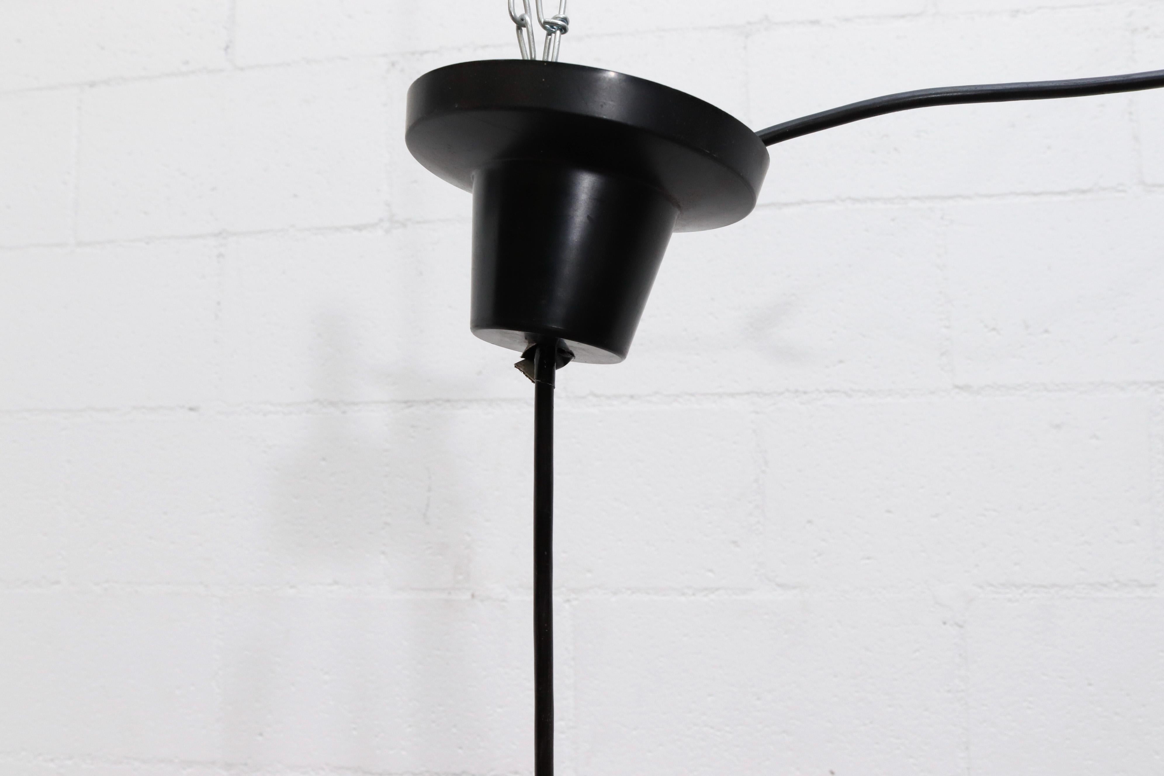 Lisa Johansson-Pape Brown Pendant Lamp with White Pulley and Black Canopy In Good Condition For Sale In Los Angeles, CA