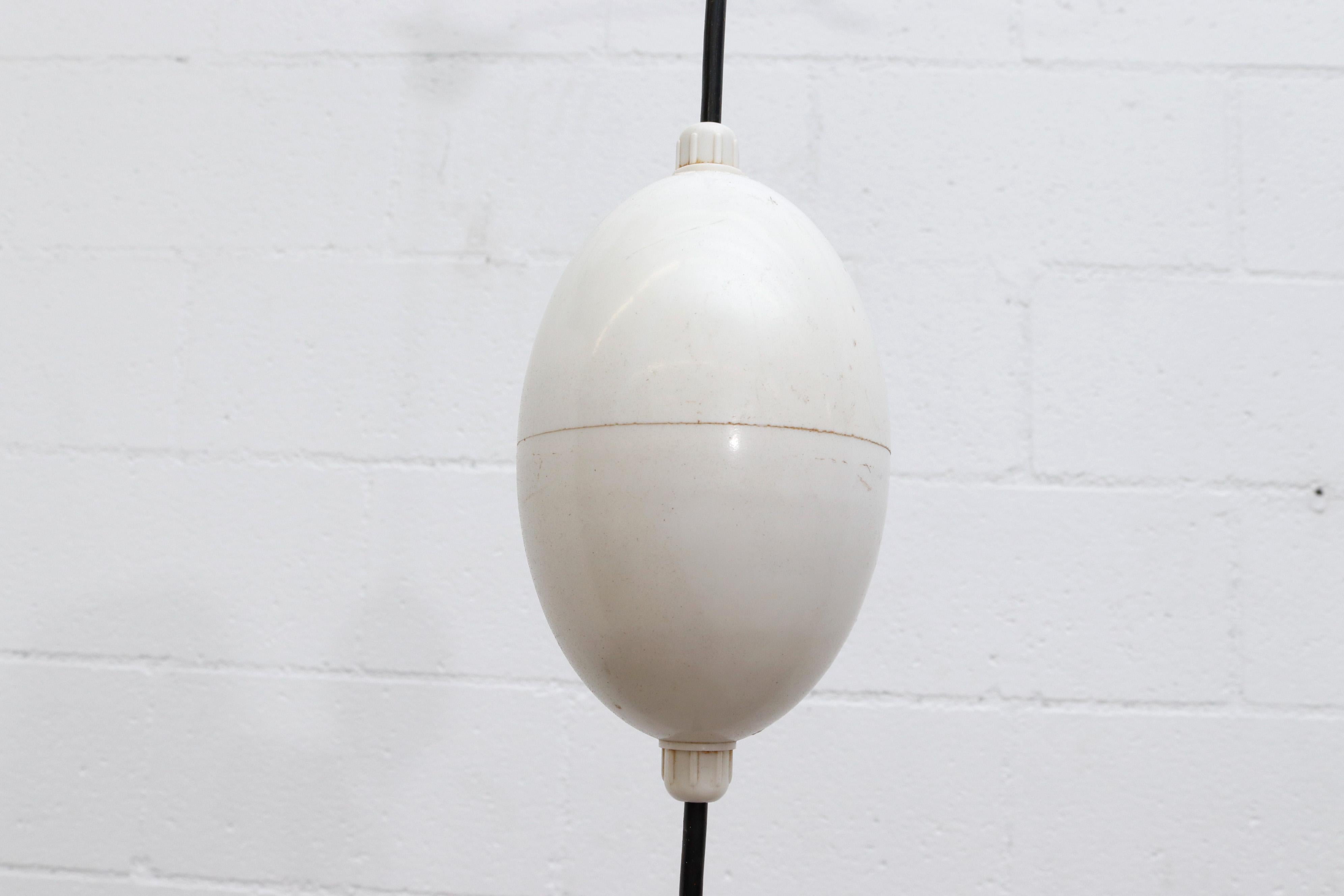 Mid-20th Century Lisa Johansson-Pape Brown Pendant Lamp with White Pulley and Black Canopy For Sale