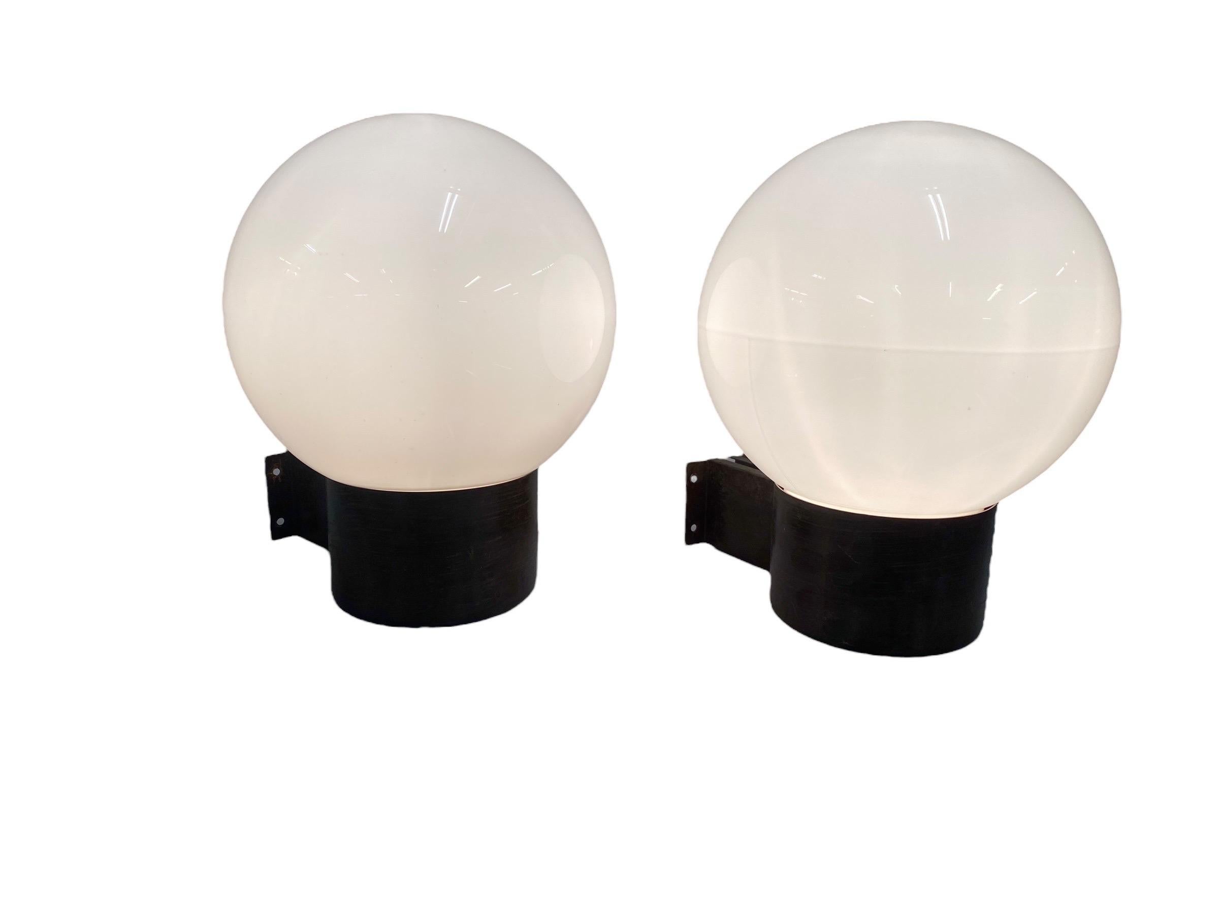 Industrial Lisa Johansson-Pape Pair of Brutalist Outdoor Wall Lamps Model 17-037, Orno 1960 For Sale