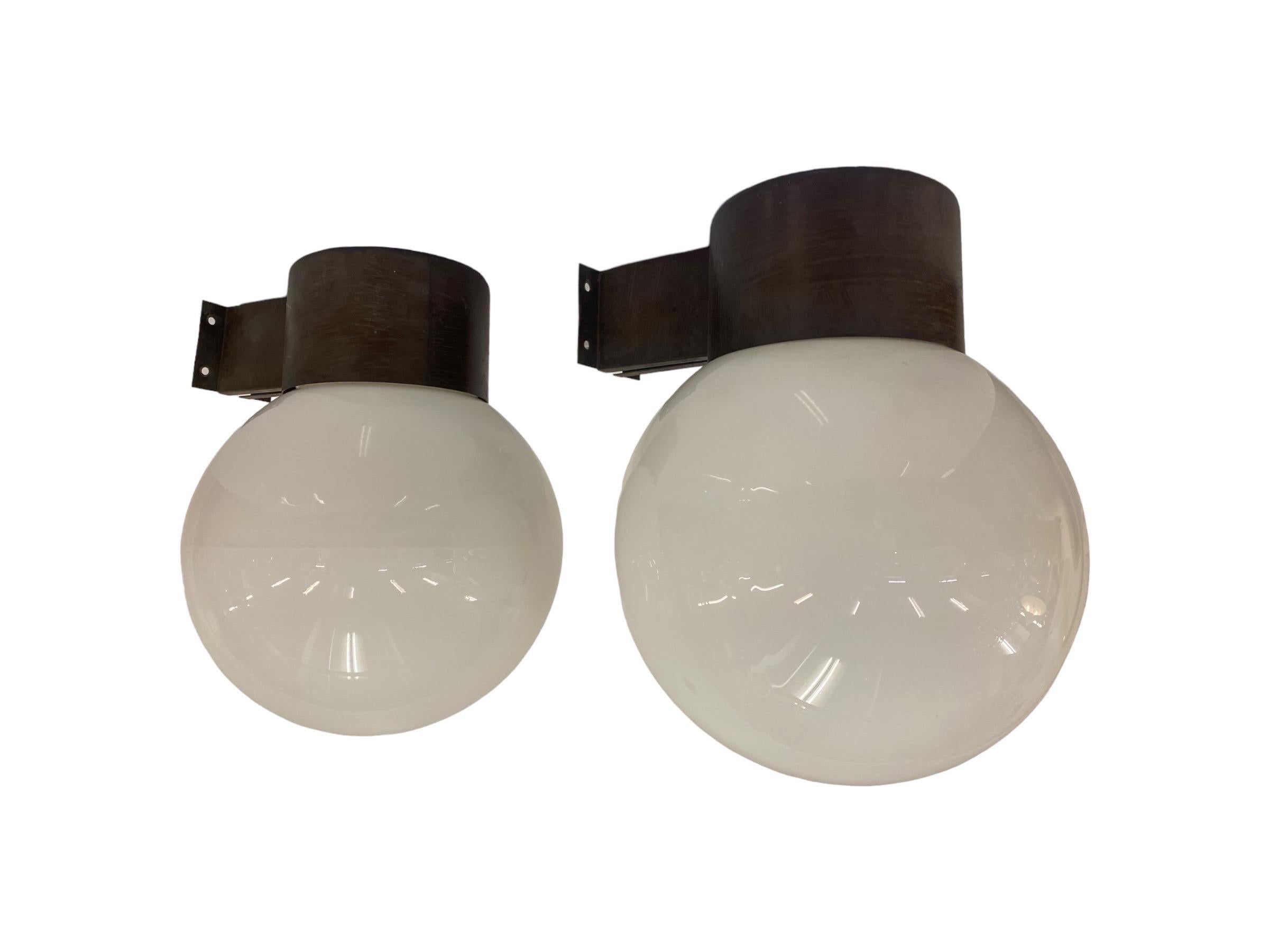 Metal Lisa Johansson-Pape Pair of Brutalist Outdoor Wall Lamps Model 17-037, Orno 1960 For Sale