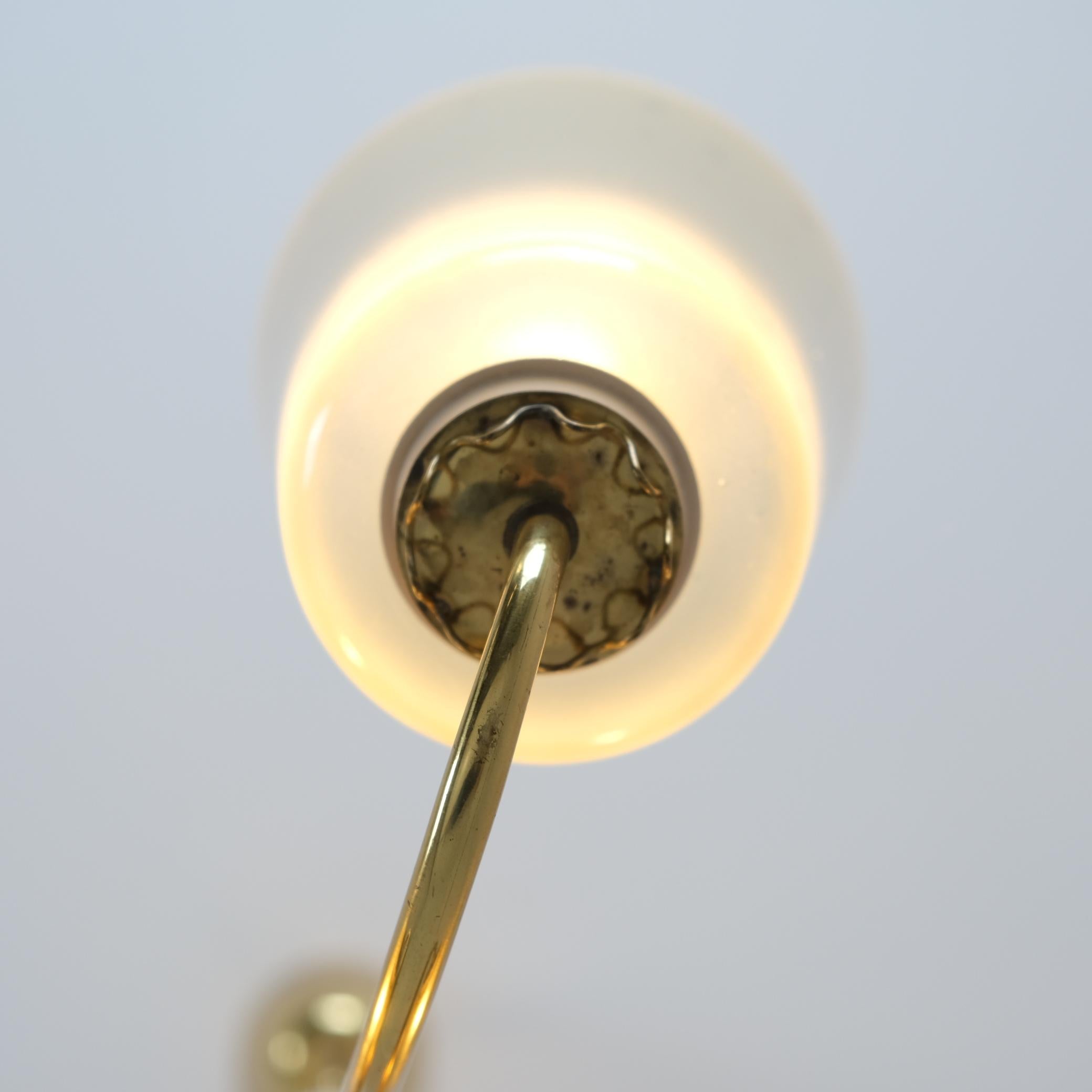 Mid-20th Century Lisa-Johansson Pape Ceiling Lamp 211-3 in Brass & Hand Painted Glass, Orno 1950s For Sale