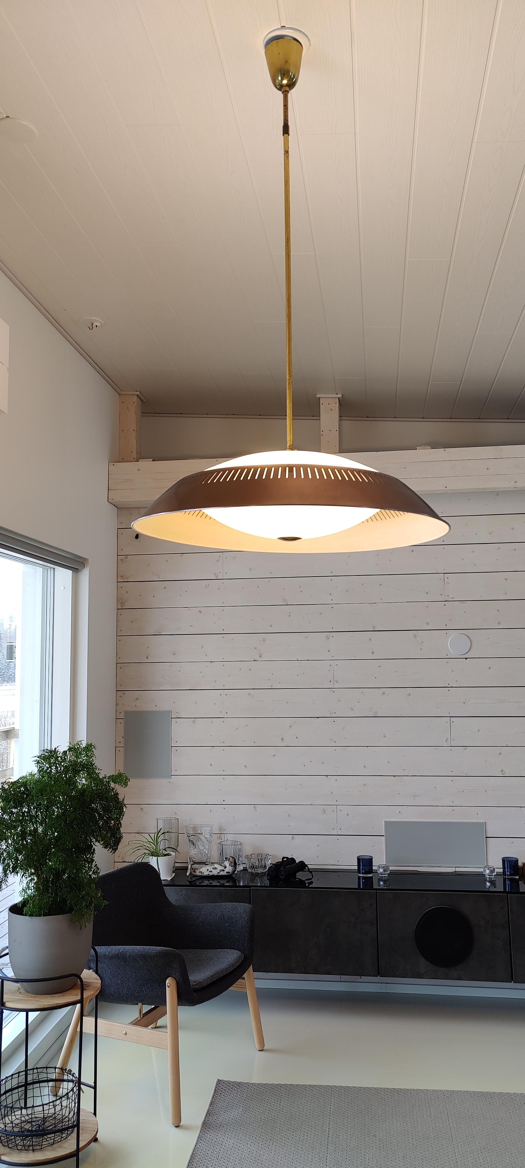 Mid-Century Modern Lisa Johansson-Pape Ceiling Lamp, Model 1102, Procuded by Orno in Finland, 1953 For Sale