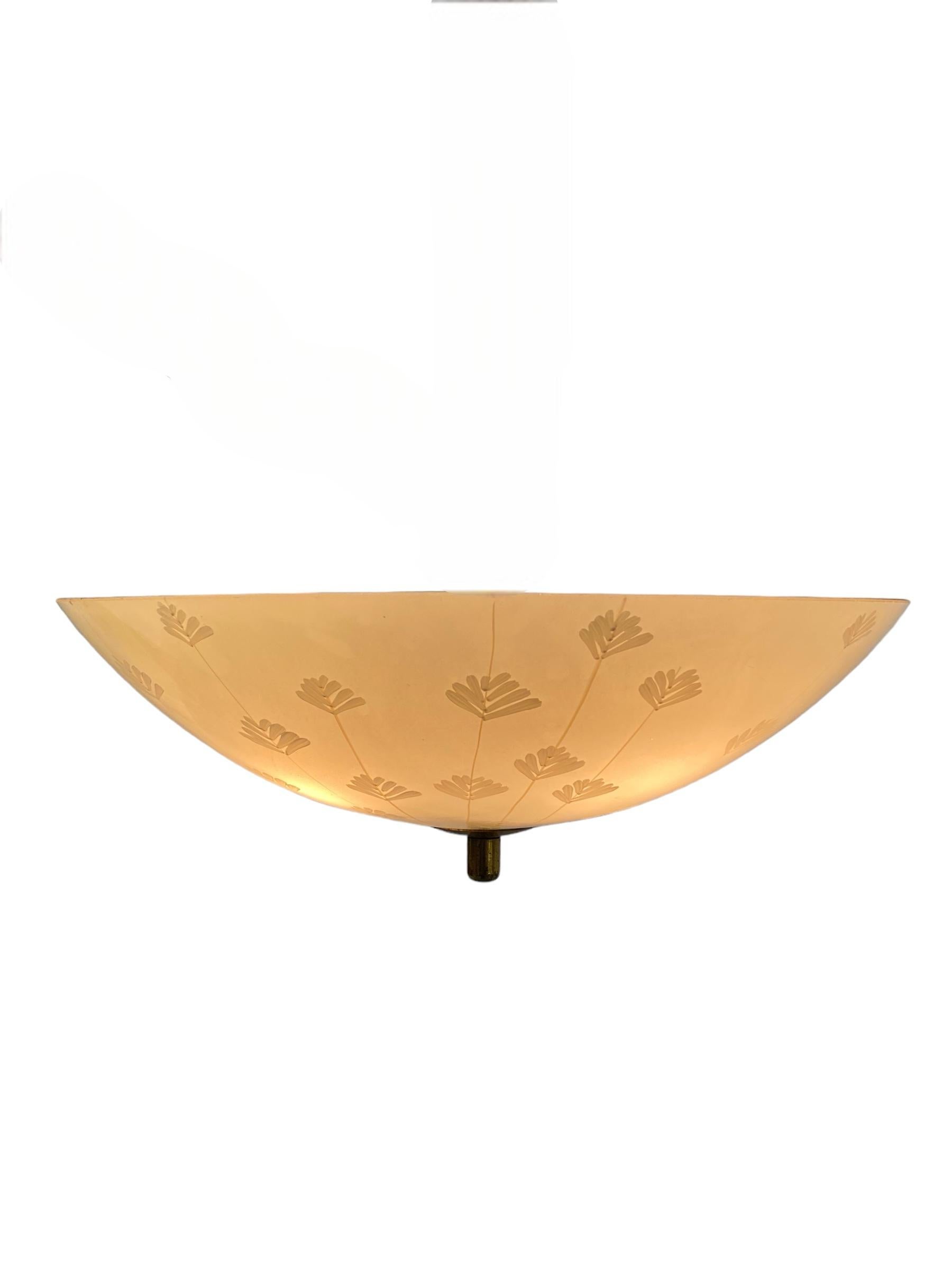Scandinavian Modern Lisa Johansson-Papé Hand-Painted Ceiling Lamp, Orno 1950s For Sale