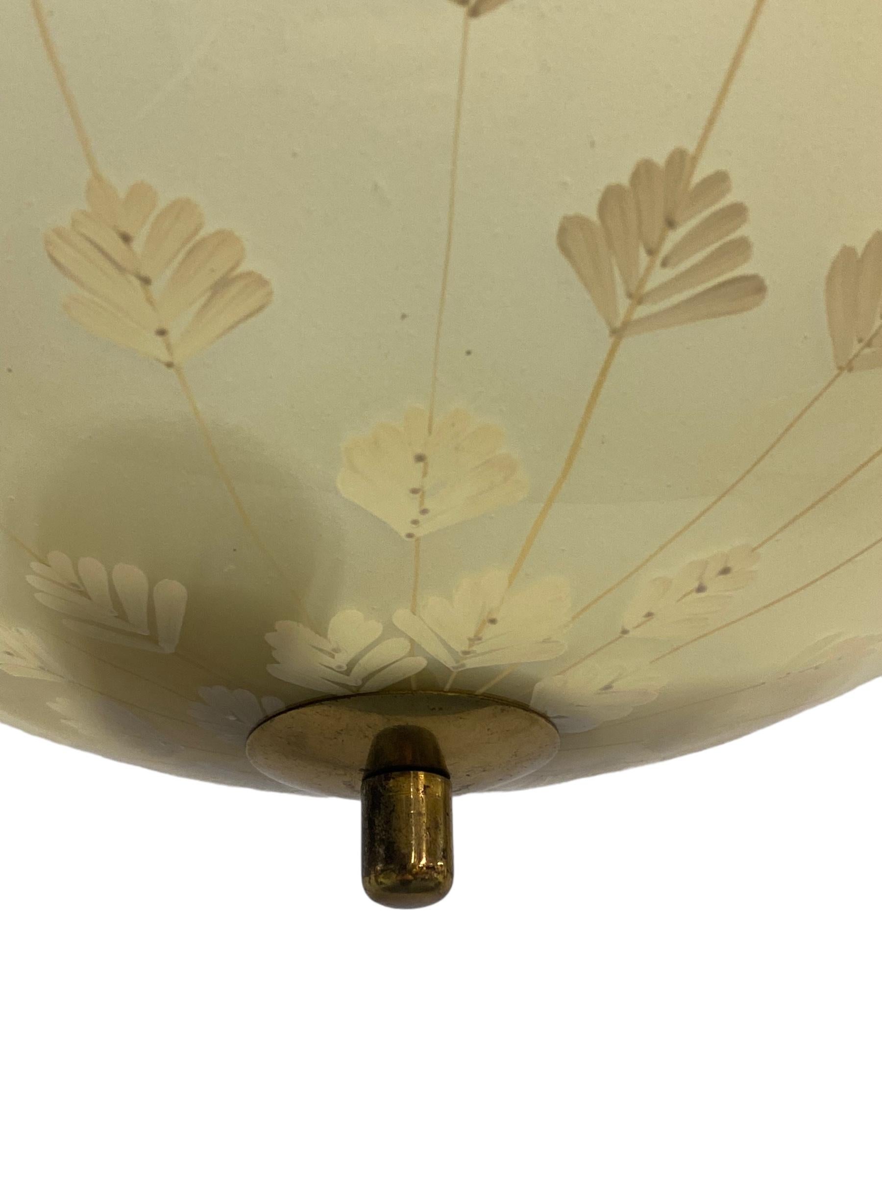 Lisa Johansson-Papé Flush Mount, Hand-Painted Glass with Flowers, Orno 1950s For Sale 1