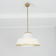 Lisa Johansson-Papé Ceiling Pendant 61-347 Glass, Brass & White, Orno 1950s