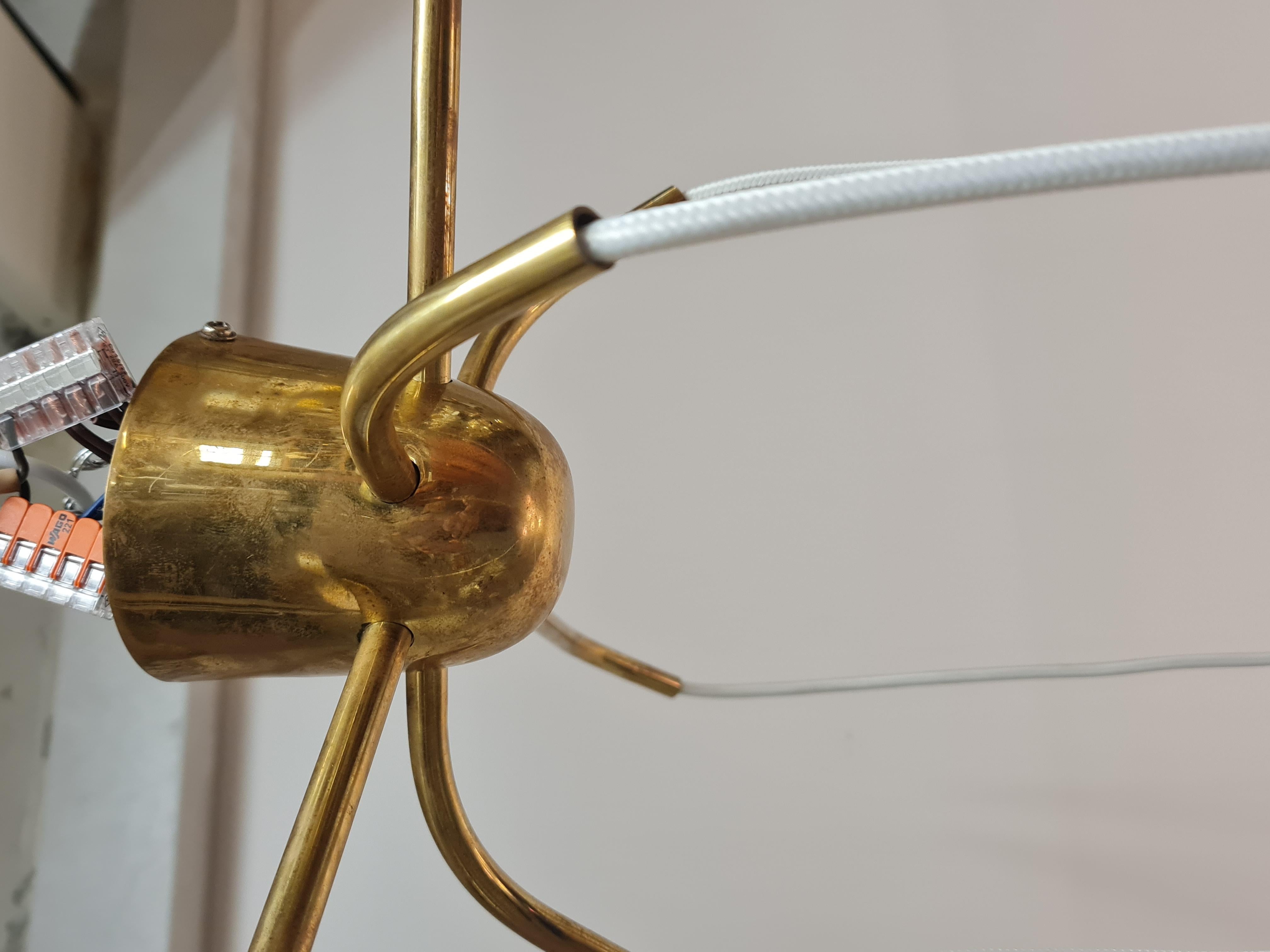 Lisa Johansson-Papé Ceiling Pendant 66-017 Hand Painted Glass, Brass, Orno 1950s For Sale 7