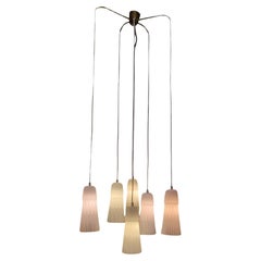 Lisa Johansson-Papé Ceiling Pendant 66-017 Hand Painted Glass, Brass, Orno 1950s