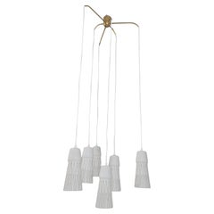 Lisa Johansson-Papé Pendelleuchte 66-017 Handbemaltes Glas, Messing, Orno 1950s