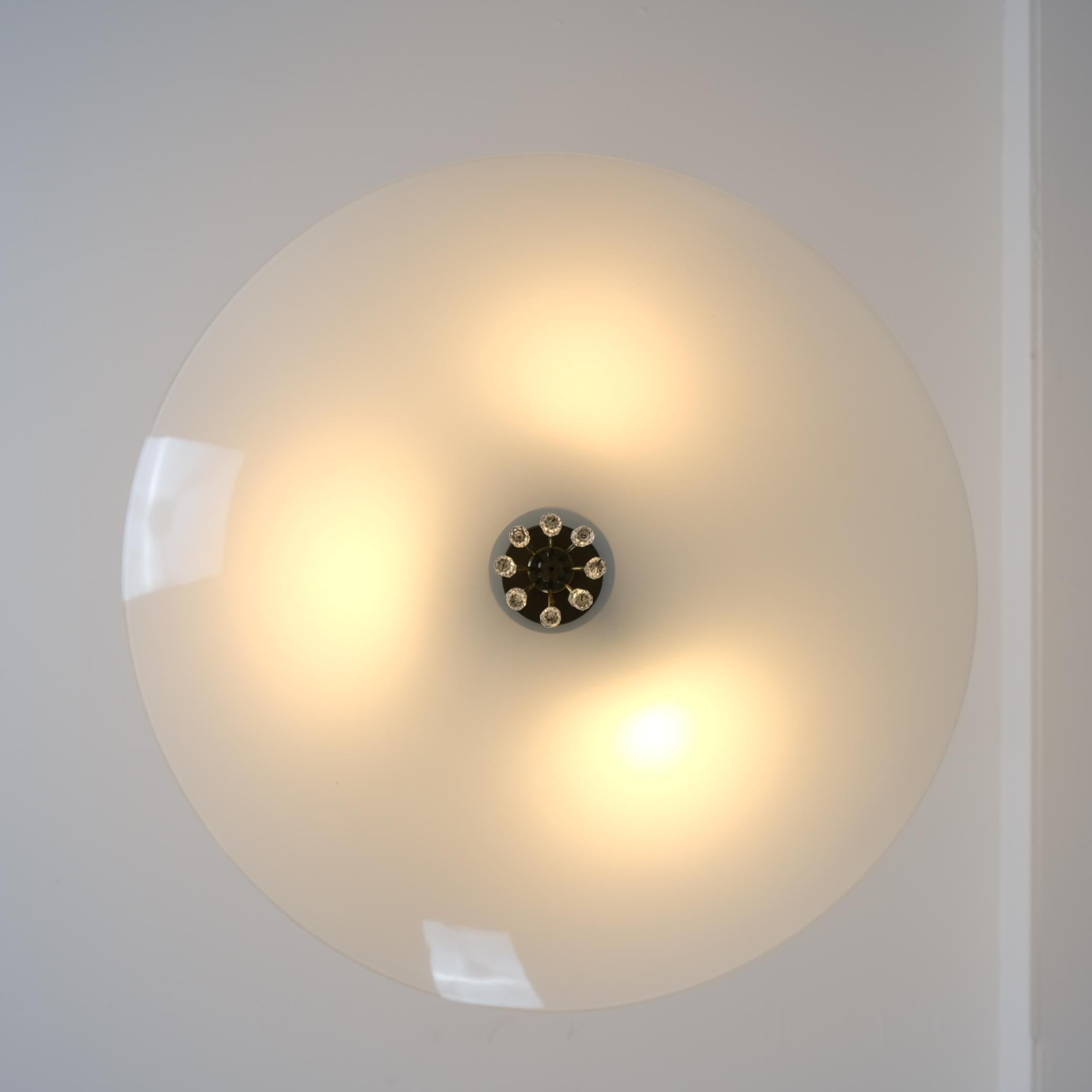 Lustre Lisa Johansson-Papé Modèle 1068 en laiton et verre, Orno 1950s en vente 1