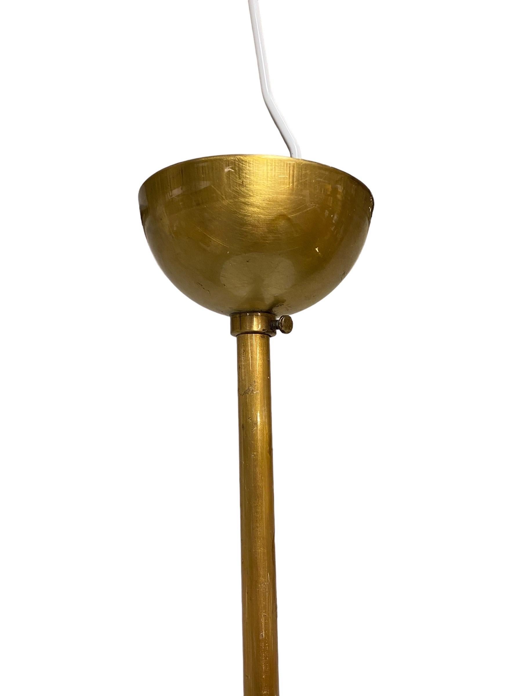 Lisa Johansson-Papé Chandelier Model 1068 in Brass & Glass, Orno 1950s For Sale 3