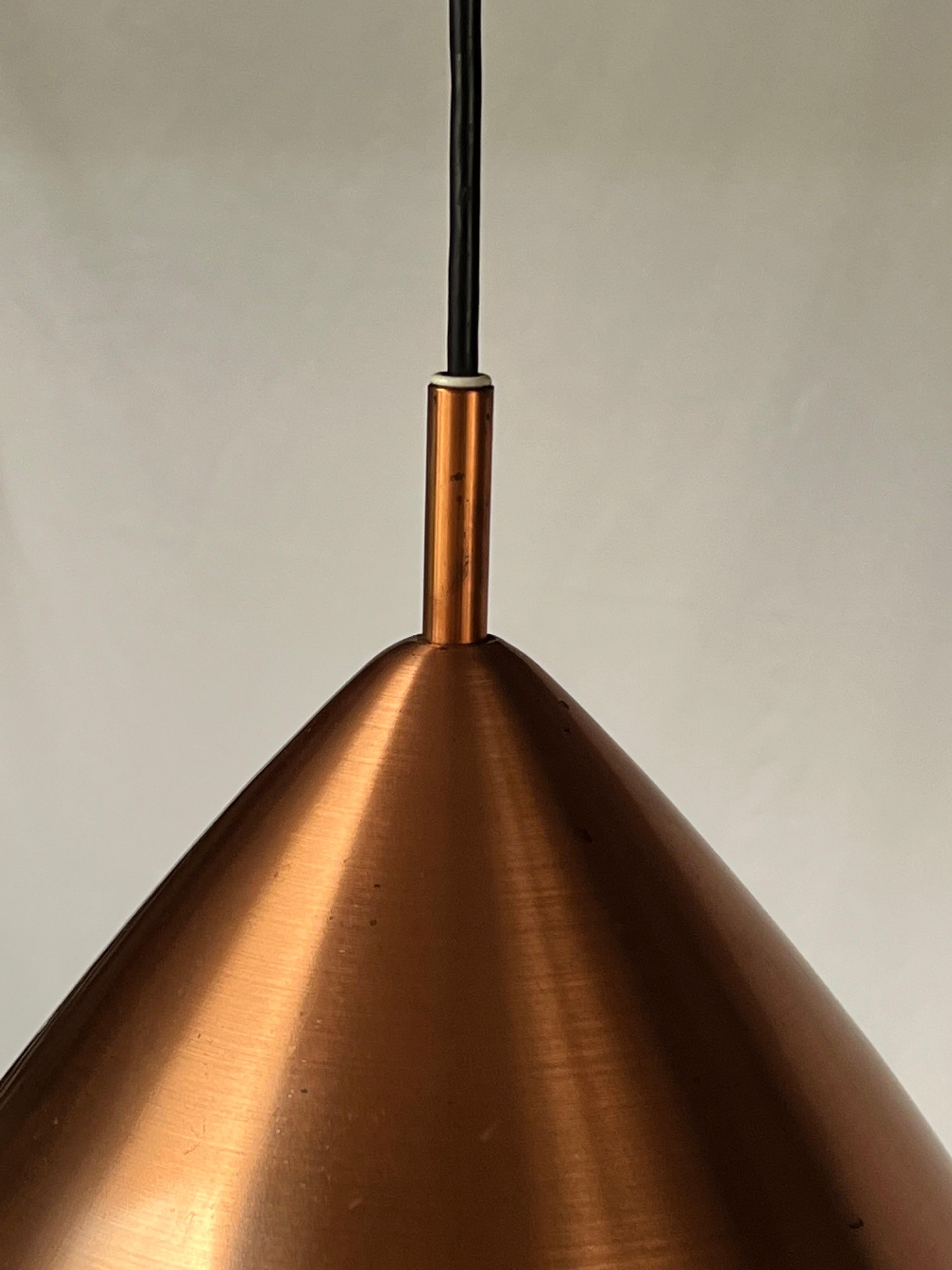 Hand-Crafted Lisa Johansson Pape Finish copper hanging lamp 1950's For Sale