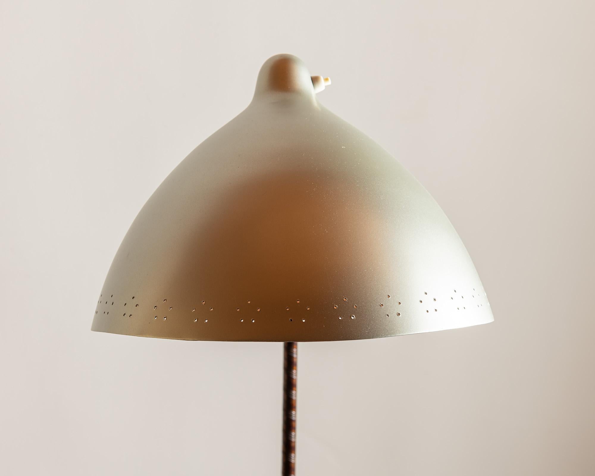 Mid-20th Century Lisa Johansson-Pape Floor Lamp in Brass, Steel and Leather, Finland, 1950s