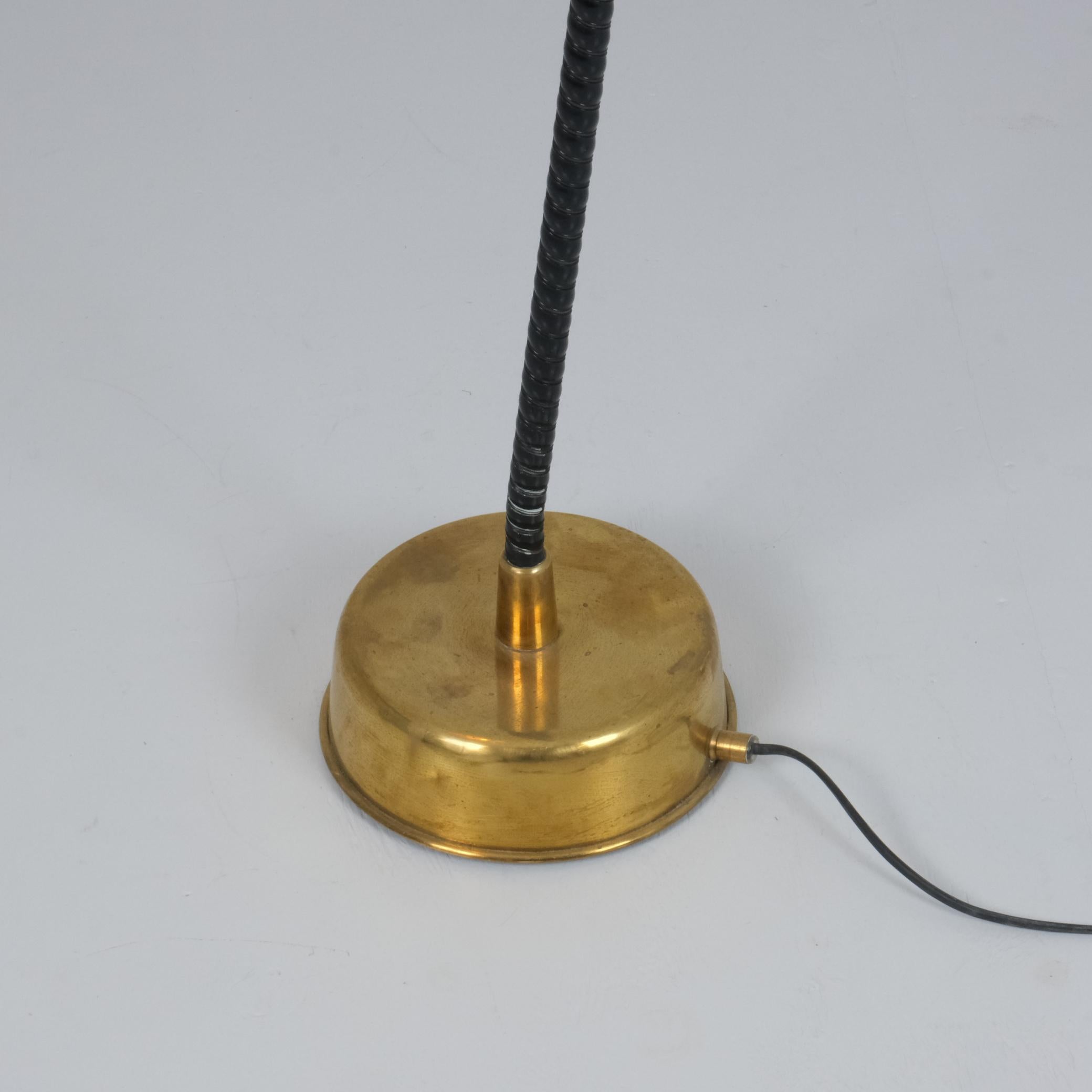 Scandinavian Modern Lisa Johansson-Pape, Floor Lamp Model 2063 in Brass and Fabric, Orno 1950s For Sale