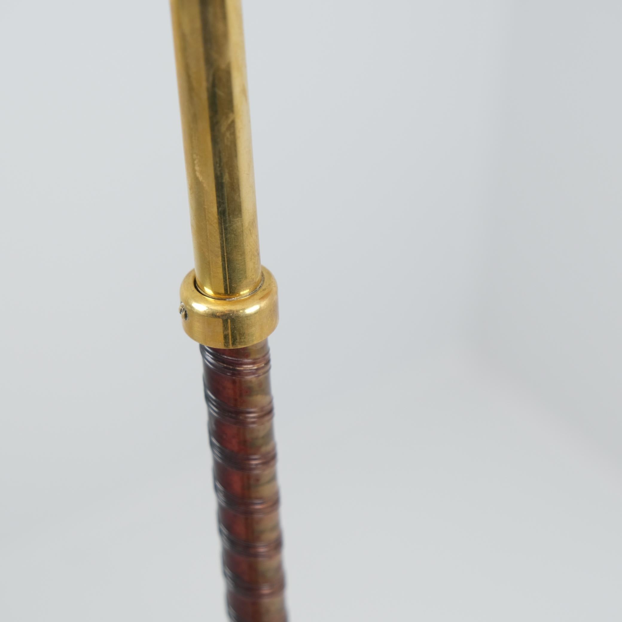 Finnish Lisa Johansson-Pape, Floor Lamp Model 2063 in Brass & Rattan, Orno 1950s For Sale