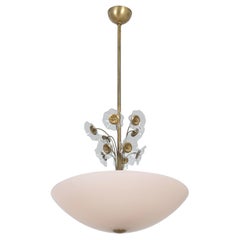 Lisa Johansson-Papé Flower Fountain Pendant in Brass & Colored Glass, Orno 1940s