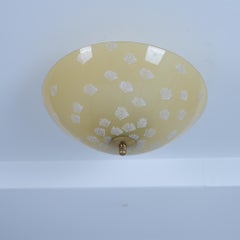 Lisa Johansson-Papé Flush Mount, Hand-Painted Glass with Flowers, Orno 1950s