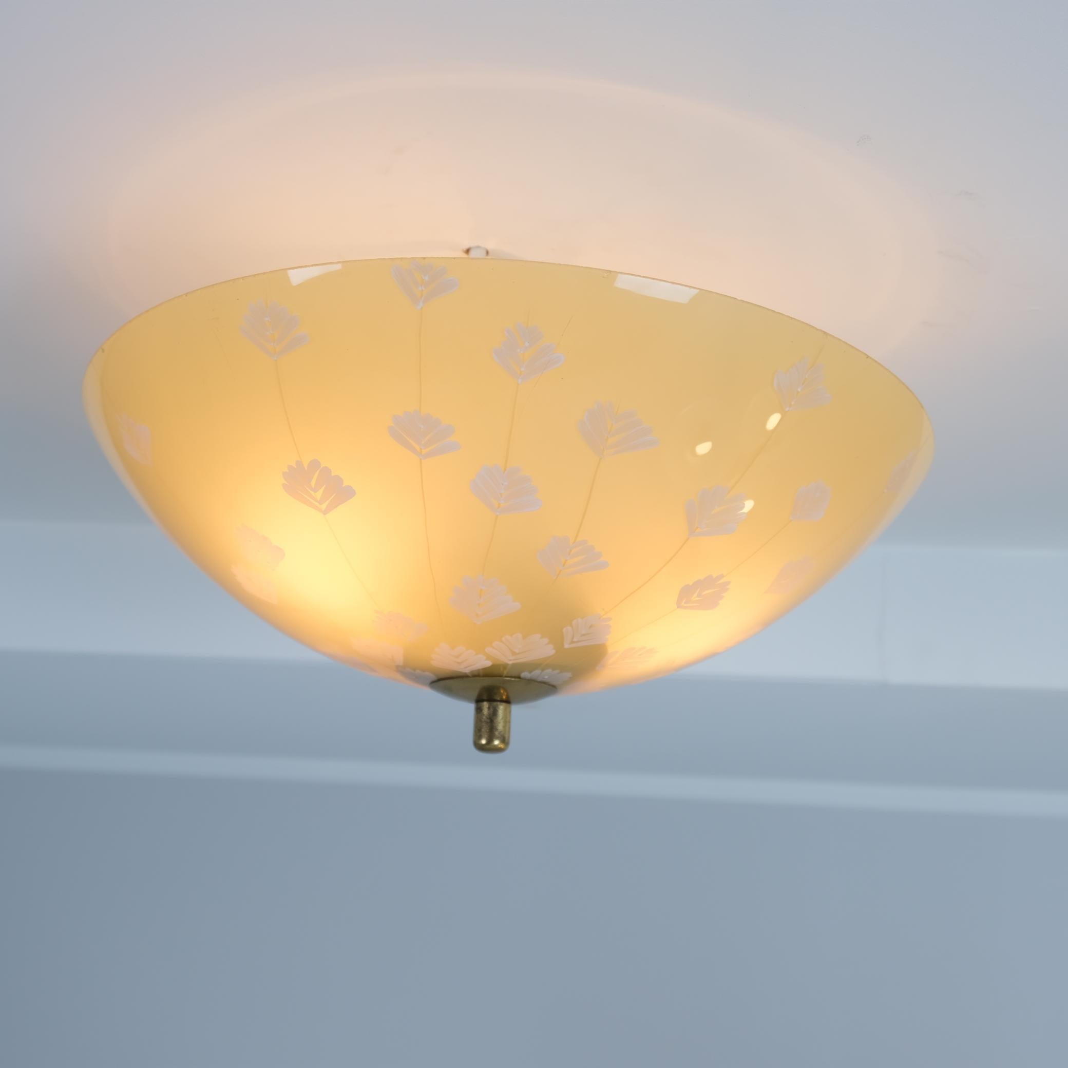 Métal Lisa Johansson-Papé, verre peint à la main avec des fleurs, Orno 1950s en vente