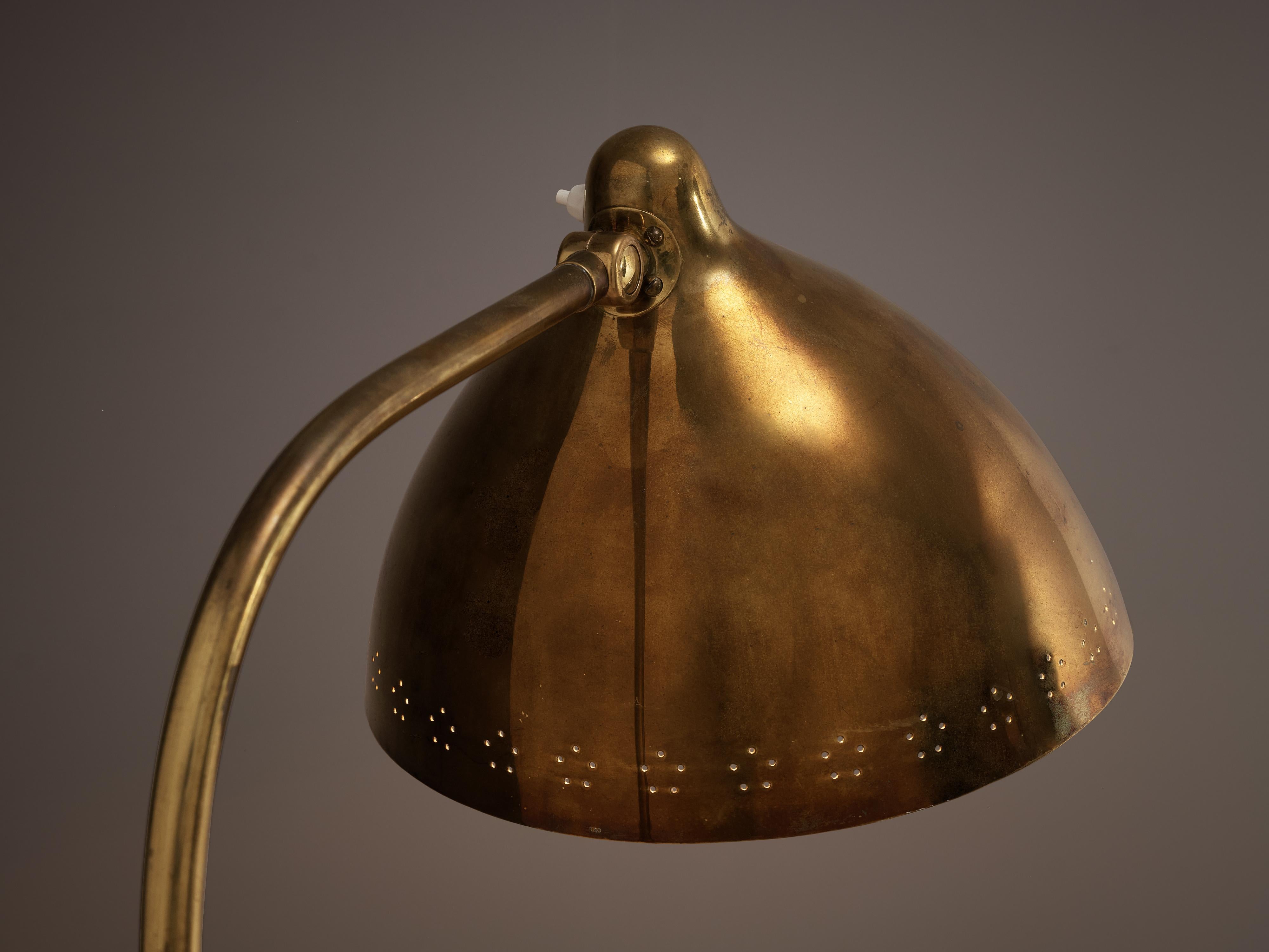 Lisa Johansson-Pape for Orno Floor Lamp in Brass and Leather In Good Condition In Waalwijk, NL