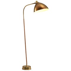 Lisa Johansson-Pape for Orno Floor Lamp in Brass and Leather