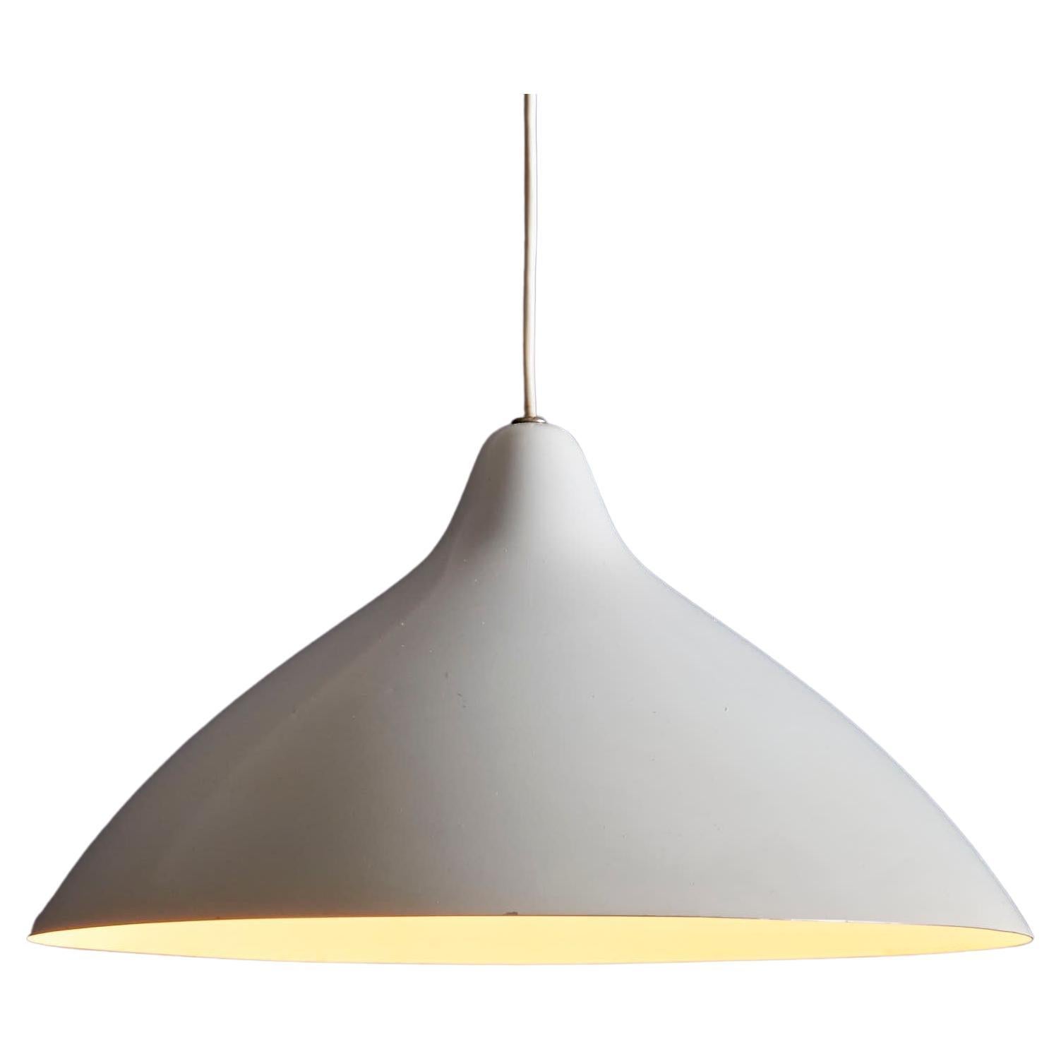Lisa Johansson-Pape for Orno White Pendant Lamp in Aluminum, Finland 1960s  For Sale