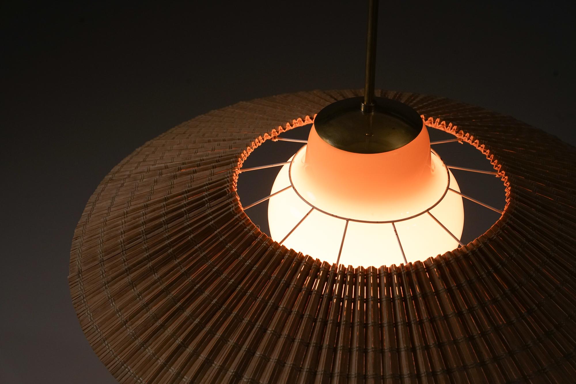 Lisa Johansson-Pape & Gunilla Jung Glass and Wooden slat Pendant, 1940/1950s For Sale 1