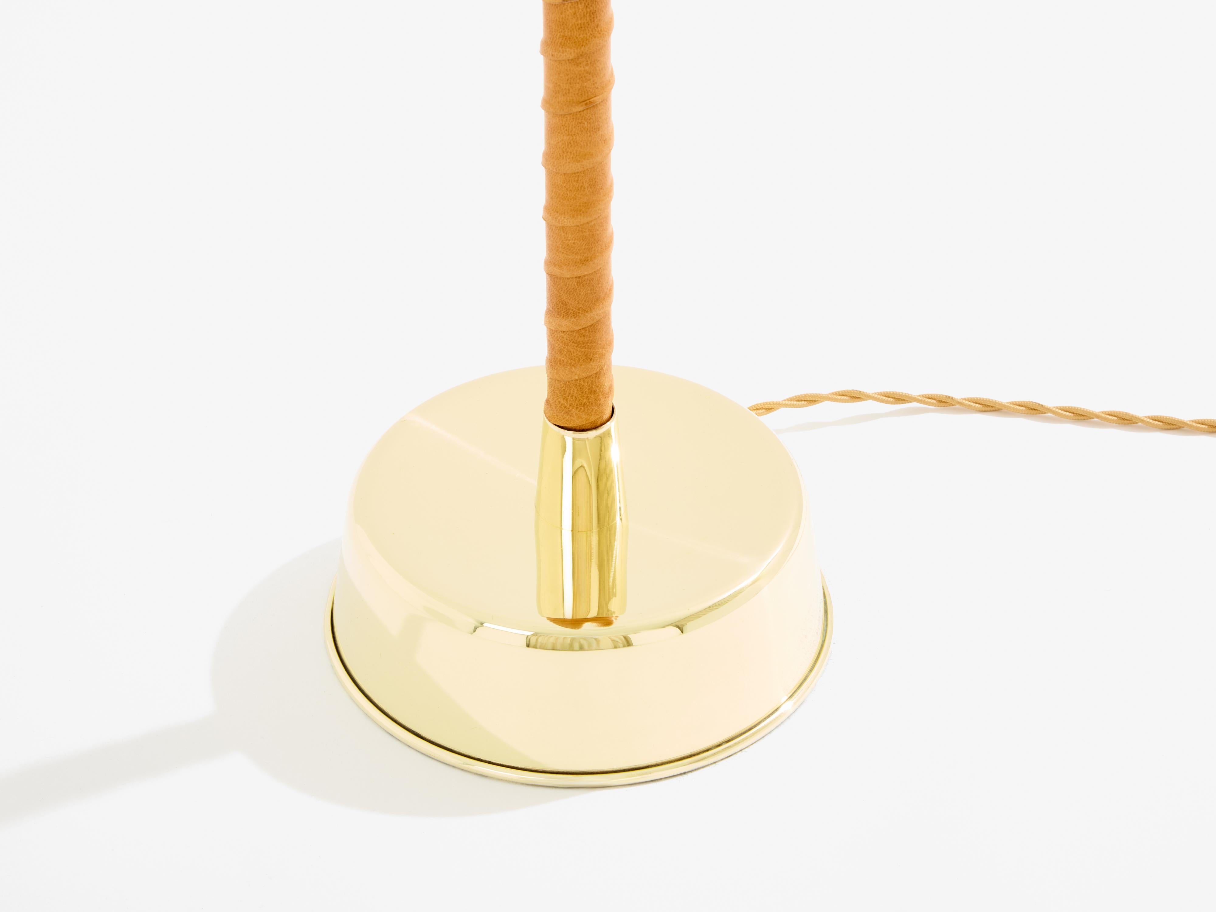 Finnish Lisa Johansson-Pape Ihanne floor lamp brass leather 1950 For Sale