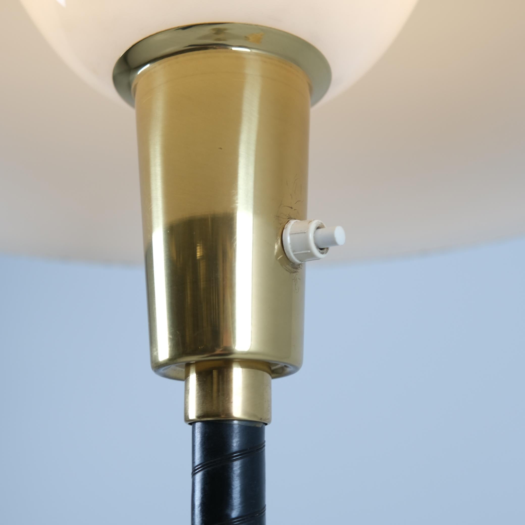 Mid-20th Century Lisa Johansson-Papé Ihanne Floor Lamp, Brass White Shade & Black Wrap Orno 1960s For Sale
