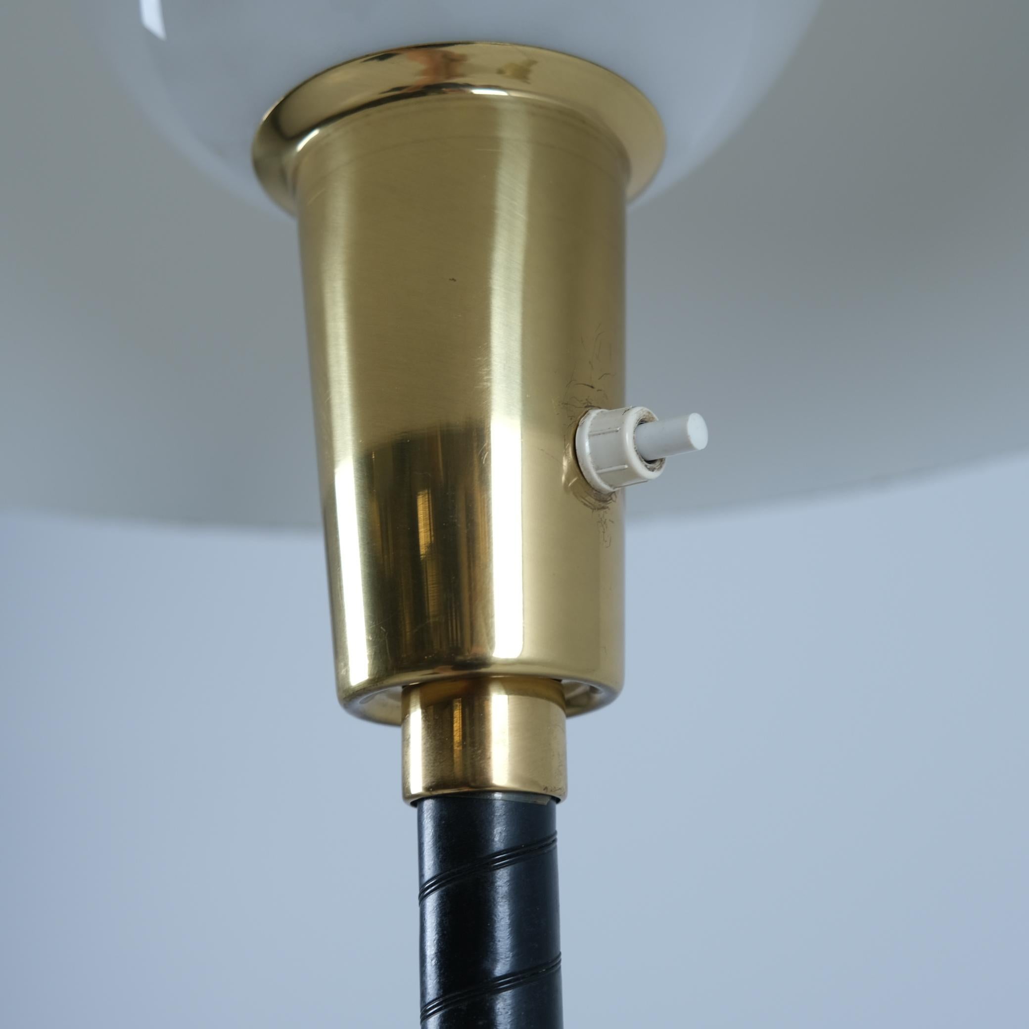 Lisa Johansson-Papé Ihanne Floor Lamp, Brass White Shade & Black Wrap Orno 1960s For Sale 1
