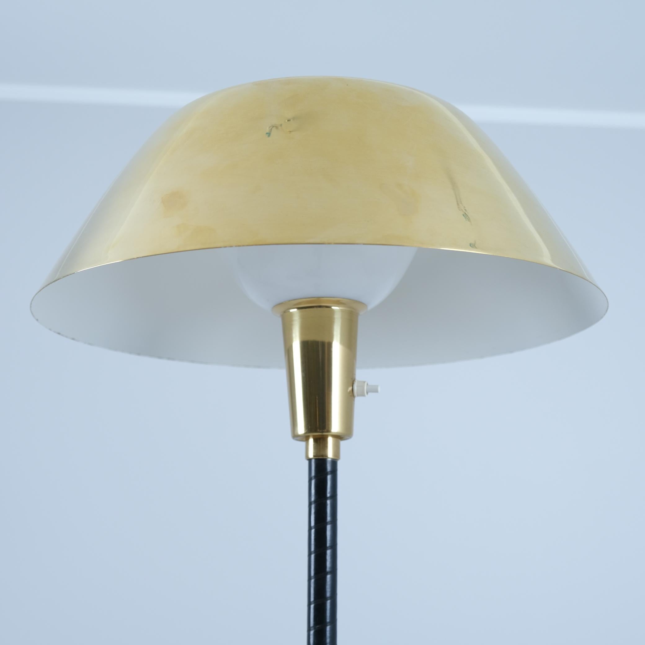 Lisa Johansson-Papé Ihanne Floor Lamp, Brass White Shade & Black Wrap Orno 1960s For Sale 2