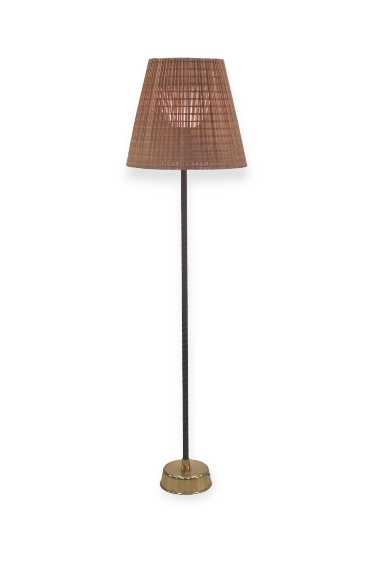 Lisa Johansson-Papé Ihanne Floor Lamp with Rattan Shade, Orno Stockmann 1960s 4