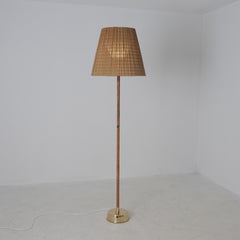 Lisa Johansson-Papé Ihanne Floor Lamp with Rattan Shade, Orno Stockmann 1950s