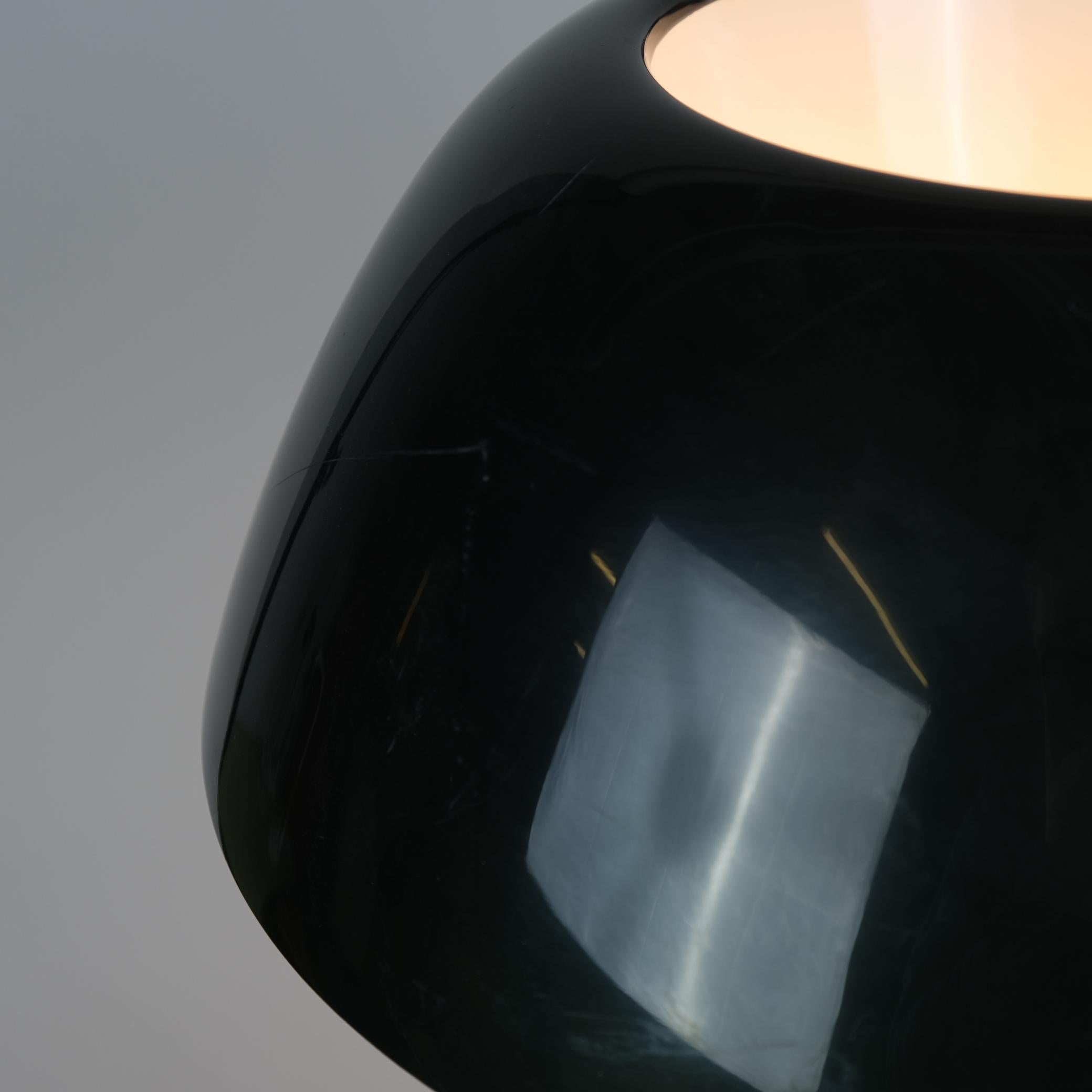 Metal Lisa Johansson-Pape Ìhanne` Table Lamp in Green, Brass & Leather, Orno 1950s For Sale
