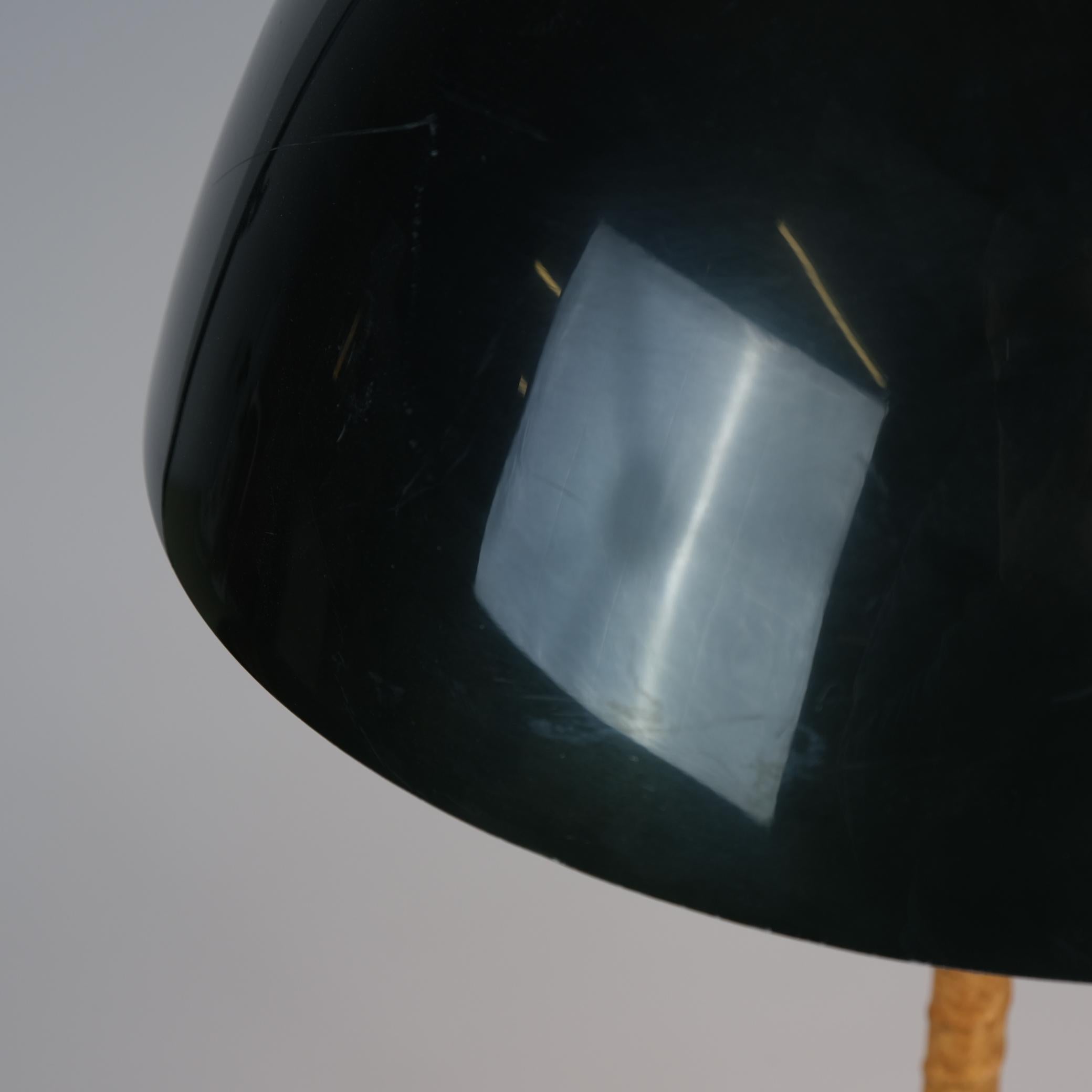 Lisa Johansson-Pape Ìhanne` Table Lamp in Green, Brass & Leather, Orno 1950s For Sale 1