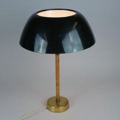 Lisa Johansson-Pape Ìhanne` Table Lamp in Green, Brass & Leather, Orno 1950s